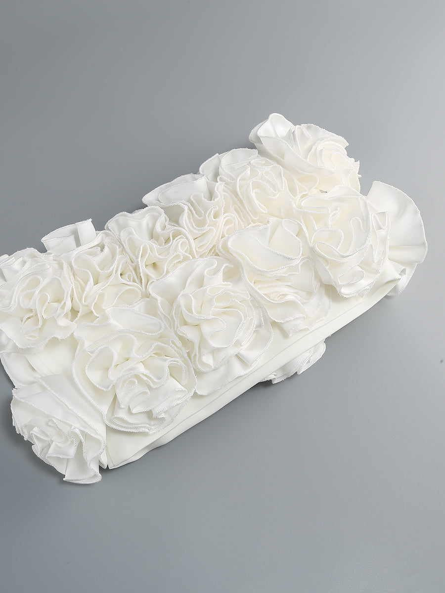 Elegant White Corset Two-Piece Set with Floral Design - Perfect for Weddings, Parties & Special Occasions