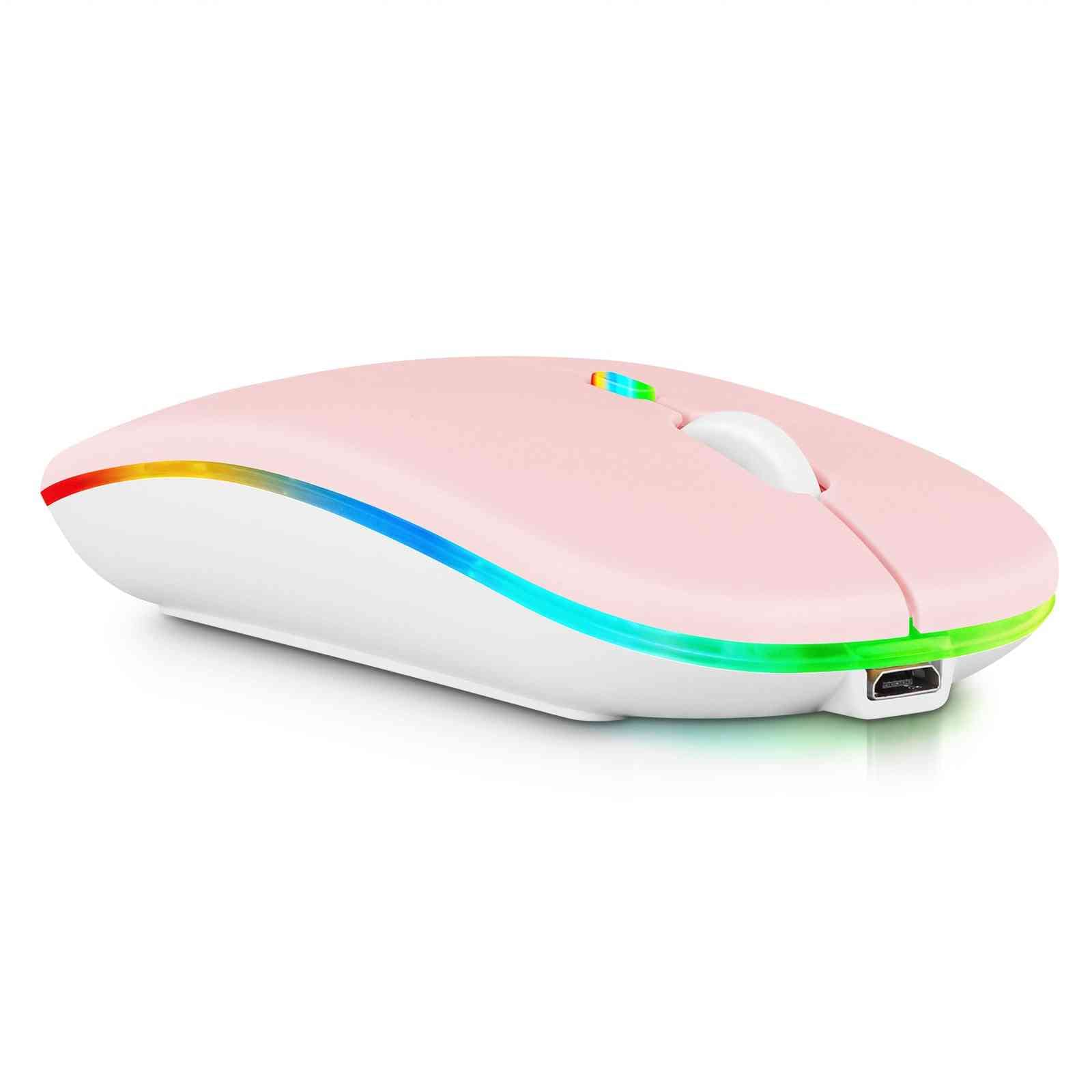 UrbanX Bluetooth Rechargeable Mouse for Dell Latitude E7470 - Wireless RGB LED Baby Pink Mouse for Laptop/PC/Mac/iPad Pro/Tablet/Android - Perfect for Office, Home, and Travel Use