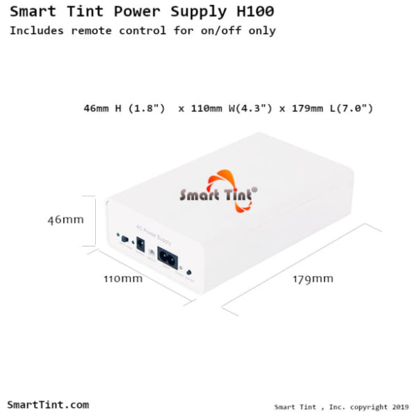 Smart Tint H 100R Power Supply - 100W Remote Control & Wall Switch Compatible for Smart Glass & Privacy Film (Home, Office, Conference Room)