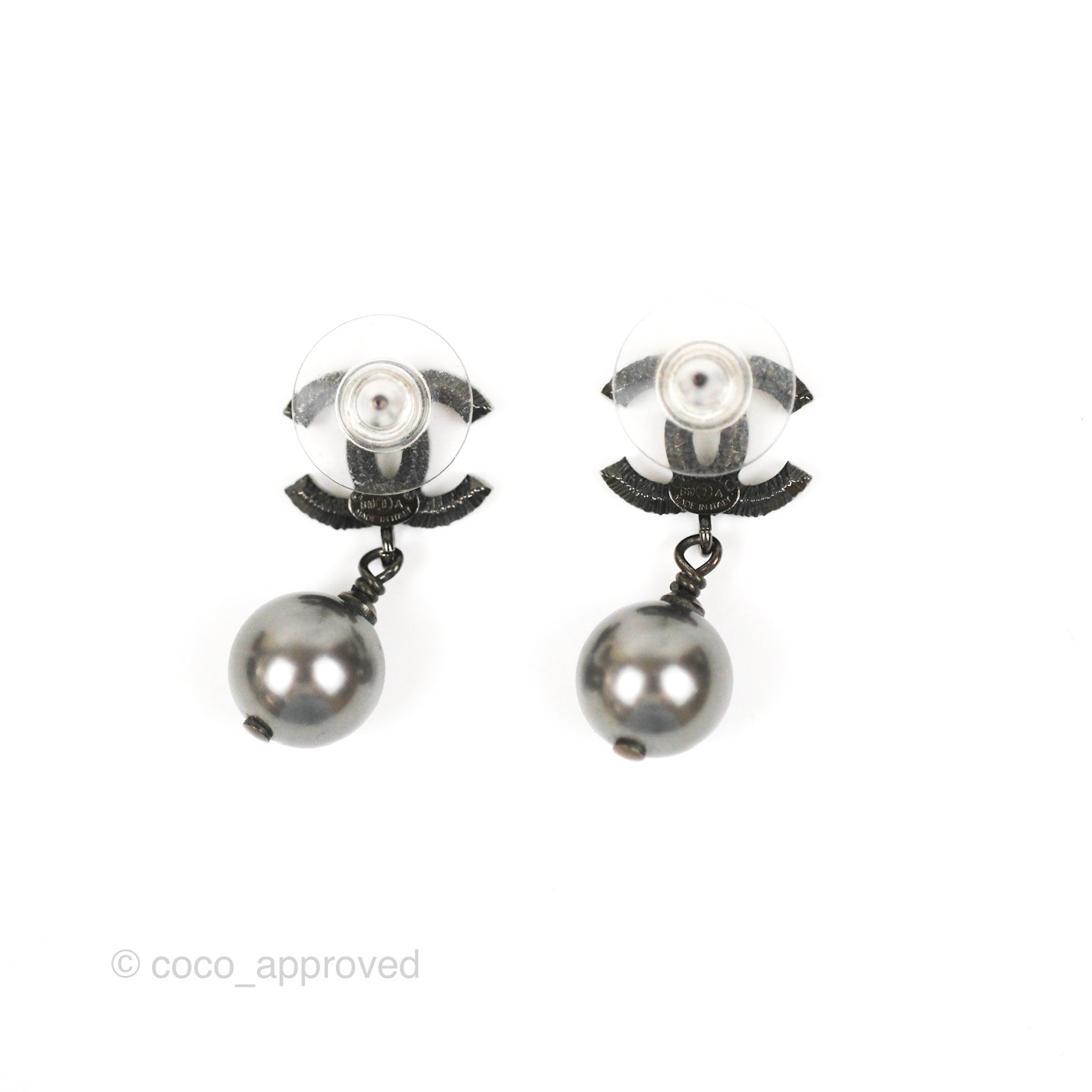 Chanel CC Black Bead Drop Earrings in Gun Metal - 19A Collection | Luxury Fashion Jewelry for Women | Perfect for Evening Parties & Special Occasions