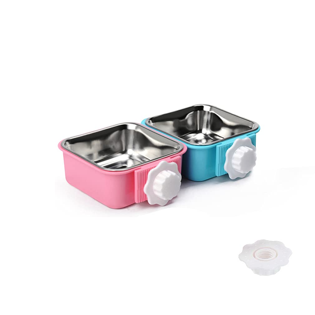 Stainless Steel Removable Pet Bowl with Bolt Holder - Crate Mounted Food & Water Feeder for Dogs, Cats, Puppies, Birds, Rabbits, Guinea Pigs & Small Animals - Perfect for Cages, Kennels & Travel Crates