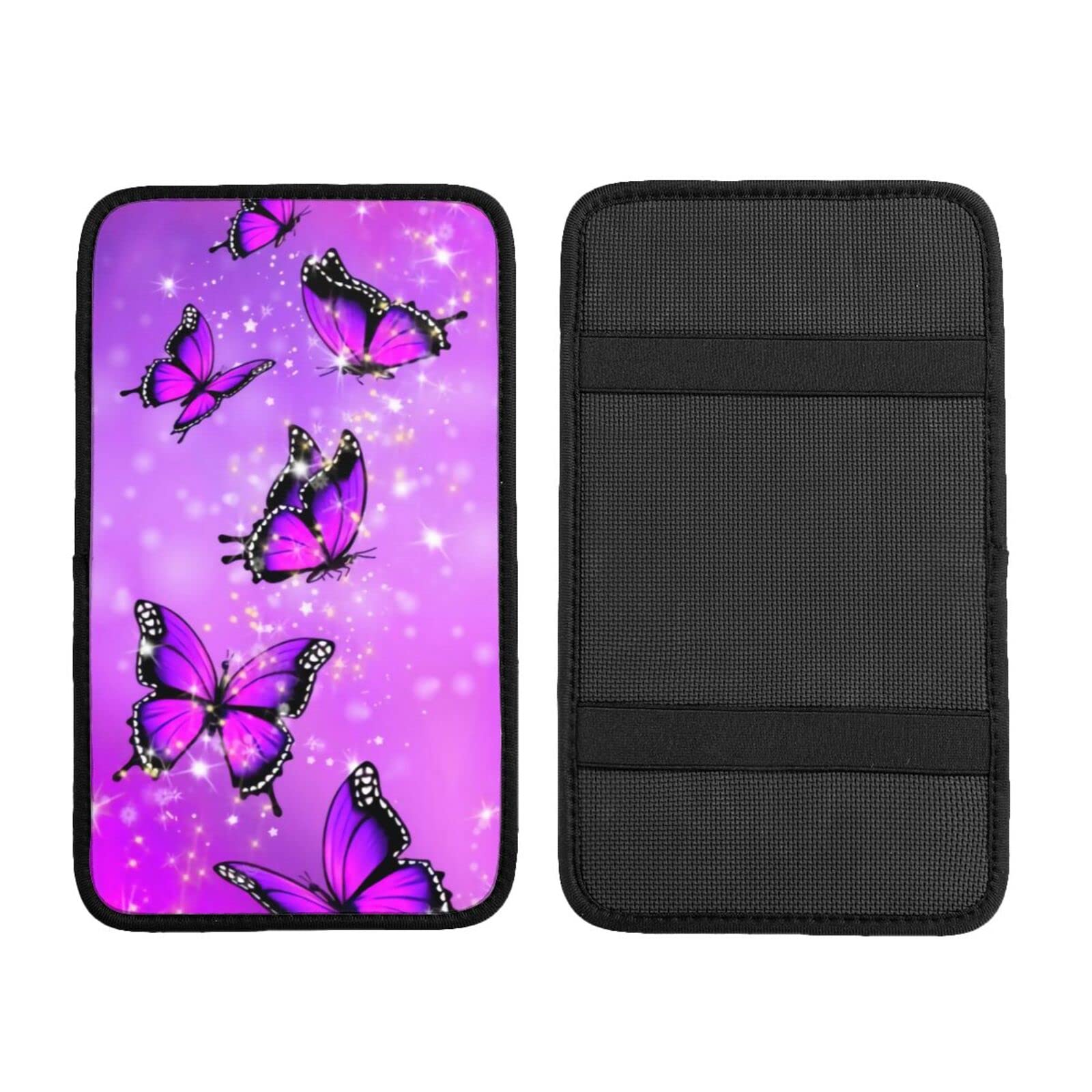 **Dream Purple Butterfly Car Armrest Cover – Universal Soft Waterproof Console Pad for Women & Girls – Fashionable & Cute Auto Accessory – Perfect for Sedans, SUVs & Long Drives**