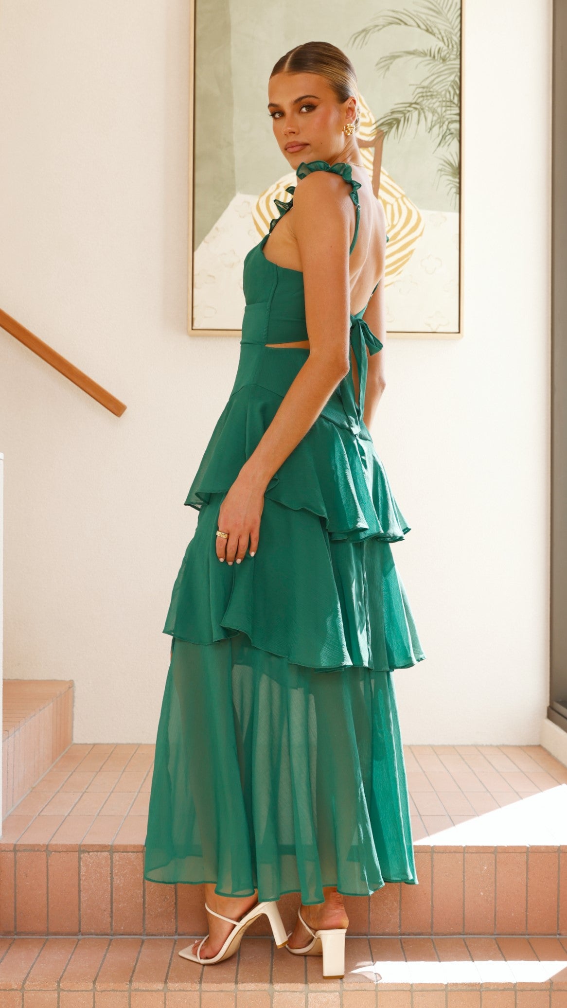 Achelle Maxi Dress for Women - Elegant Long Flowy Forest Green Dress for Summer, Beach, Party & Casual Wear