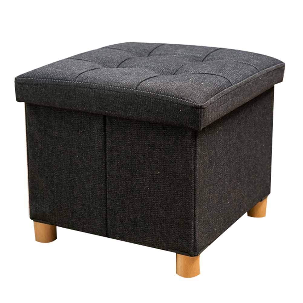 Upholstered Storage Ottoman Foot Stool - Denim Fabric Cube Seat with Shoe Storage, Living Room Footrest (2 Sizes & 6 Colors) - Perfect for Small Spaces, Bedroom Bench & Entryway Organization