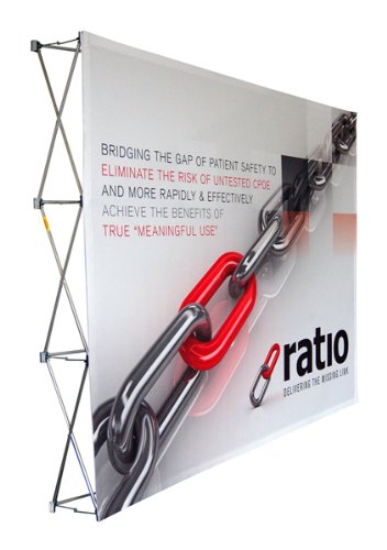 DSM 10-Foot Pop-up Tension Fabric Trade Show Display Booth with Frame Stand & Free Carrying Case - Perfect for Exhibitions, Conventions, and Business Events