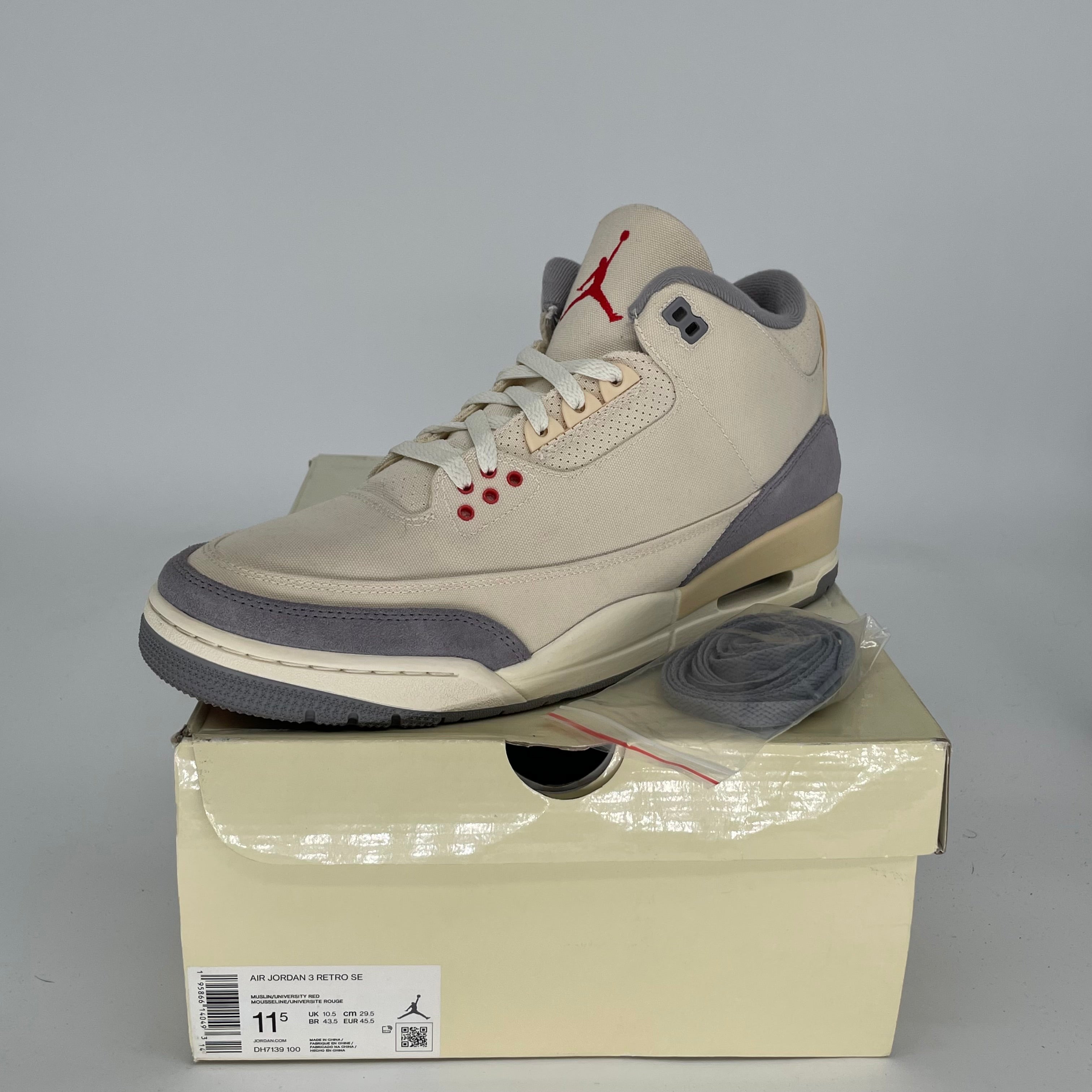 Authentic Air Jordan 3 Retro 'Muslin' Sneakers - Men's Size 11.5 (DH7139-100) | Basketball Shoes for Men, Streetwear Fashion & Casual Wear