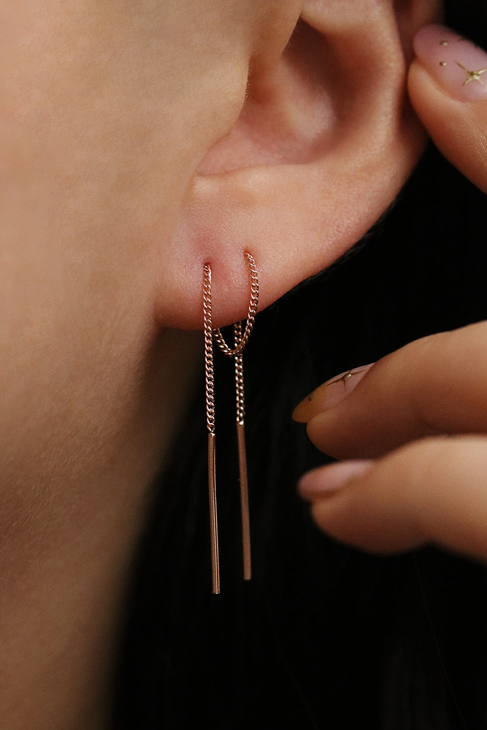 Drop Stick Short Threader Earrings for Women - Dainty Boho Gold Hoop Earrings for Everyday Wear | Perfect for Casual, Office & Party Outfits