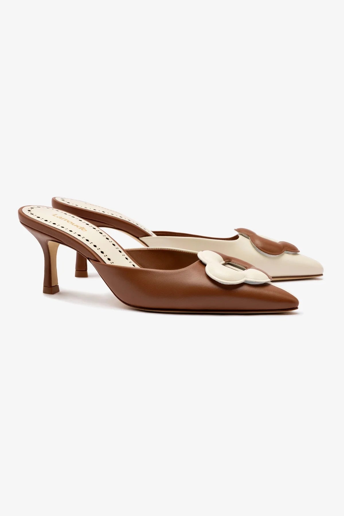 Flora Pump in Caramel & Ivory Leather - Women's Comfortable Heels for Work, Party & Wedding | Fashionable Dress Shoes for Office & Special Occasions