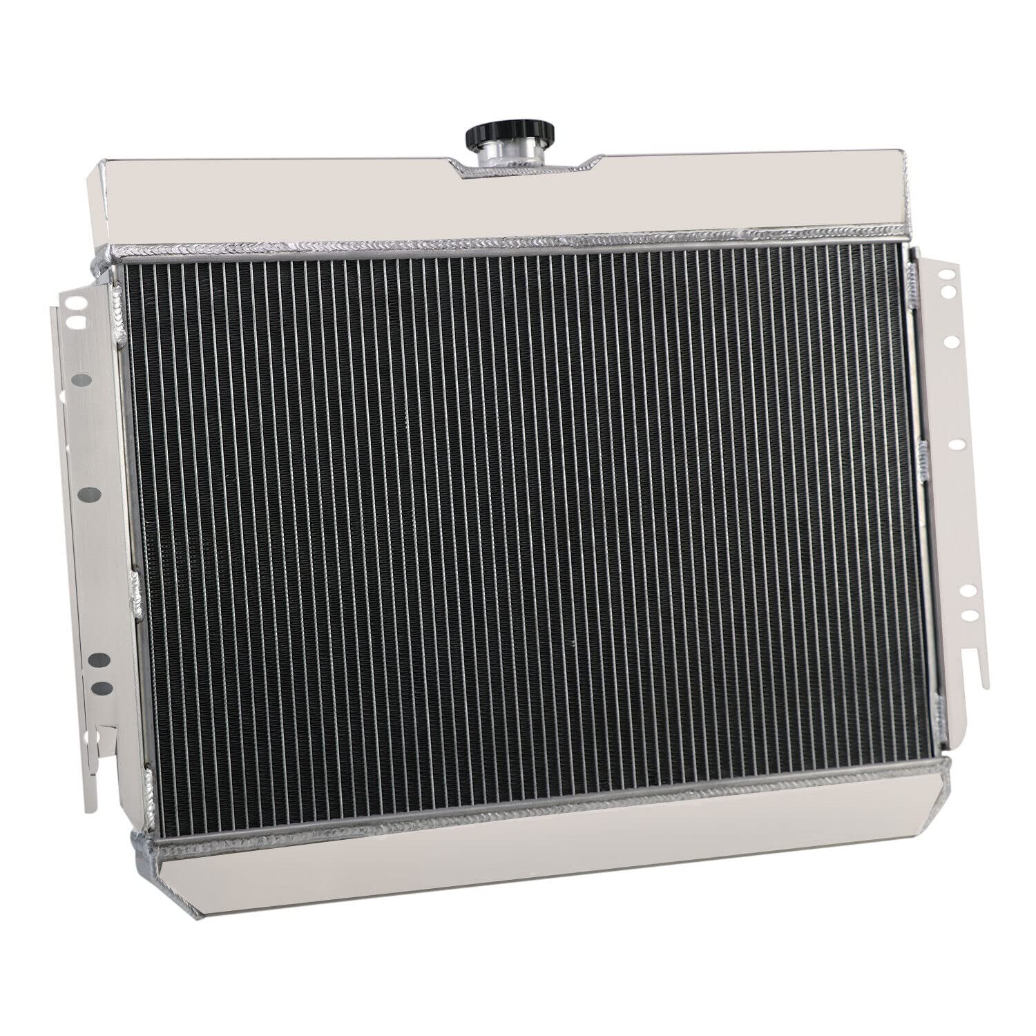 AlloyWorks 4-Row Core Aluminum Radiator with Shroud Fan & Thermostat - Compatible with 1963-1968 Chevy Bel Air, Impala, Biscayne, El Camino, Caprice (AT/MT) - High-Performance Cooling Upgrade for Classic Car Restoration & Hot Rod Builds