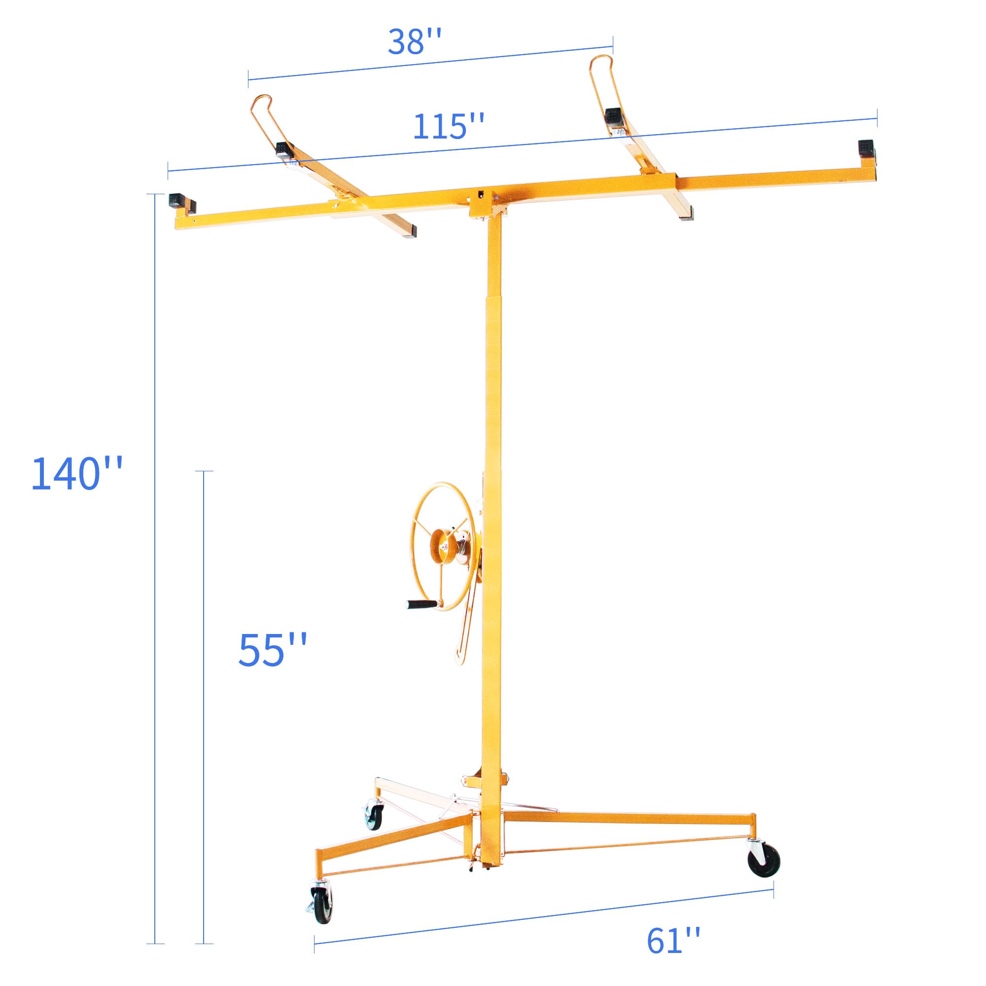 Heavy Duty Lift Panel Host Sheetrock Jack Lifter - 150Lbs Capacity Ceiling Drywall Hoist Tool with 11Ft Max Height (Yellow) - Perfect for Construction, Renovation & DIY Ceiling Installation Projects