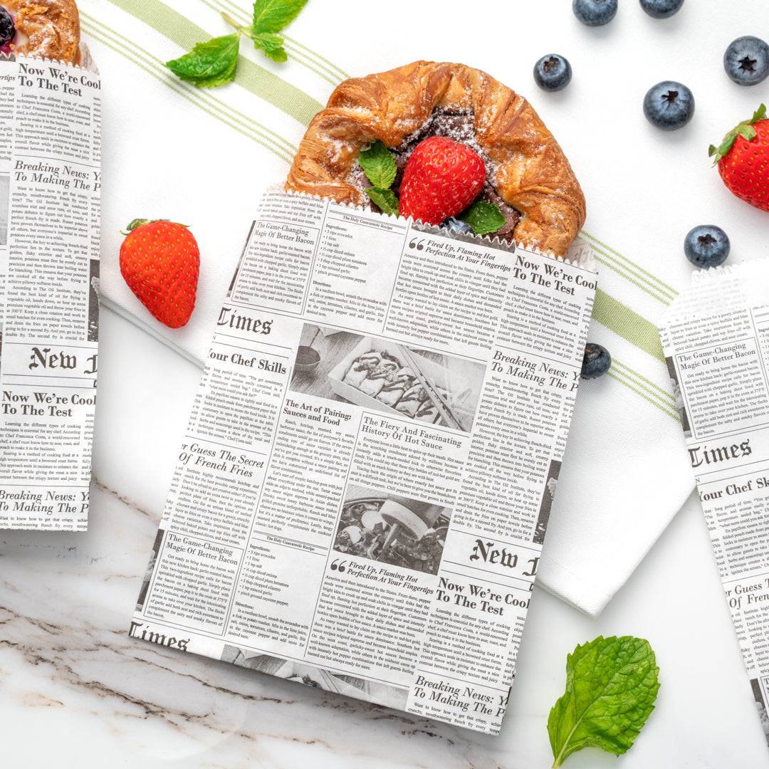 Eco-Friendly Newsprint Paper Bags 7x5 Inches - 100 Count Bulk Pack for Grocery, Retail & Gift Packaging