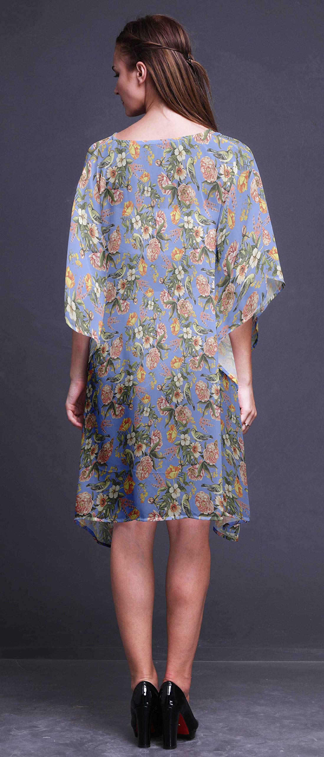 Bimba Women's Short Caftan Midi Dress - Beach Cover Up, Swimwear Cover Up, Summer Kaftan Dress for Pool, Vacation & Boho Style Outfits