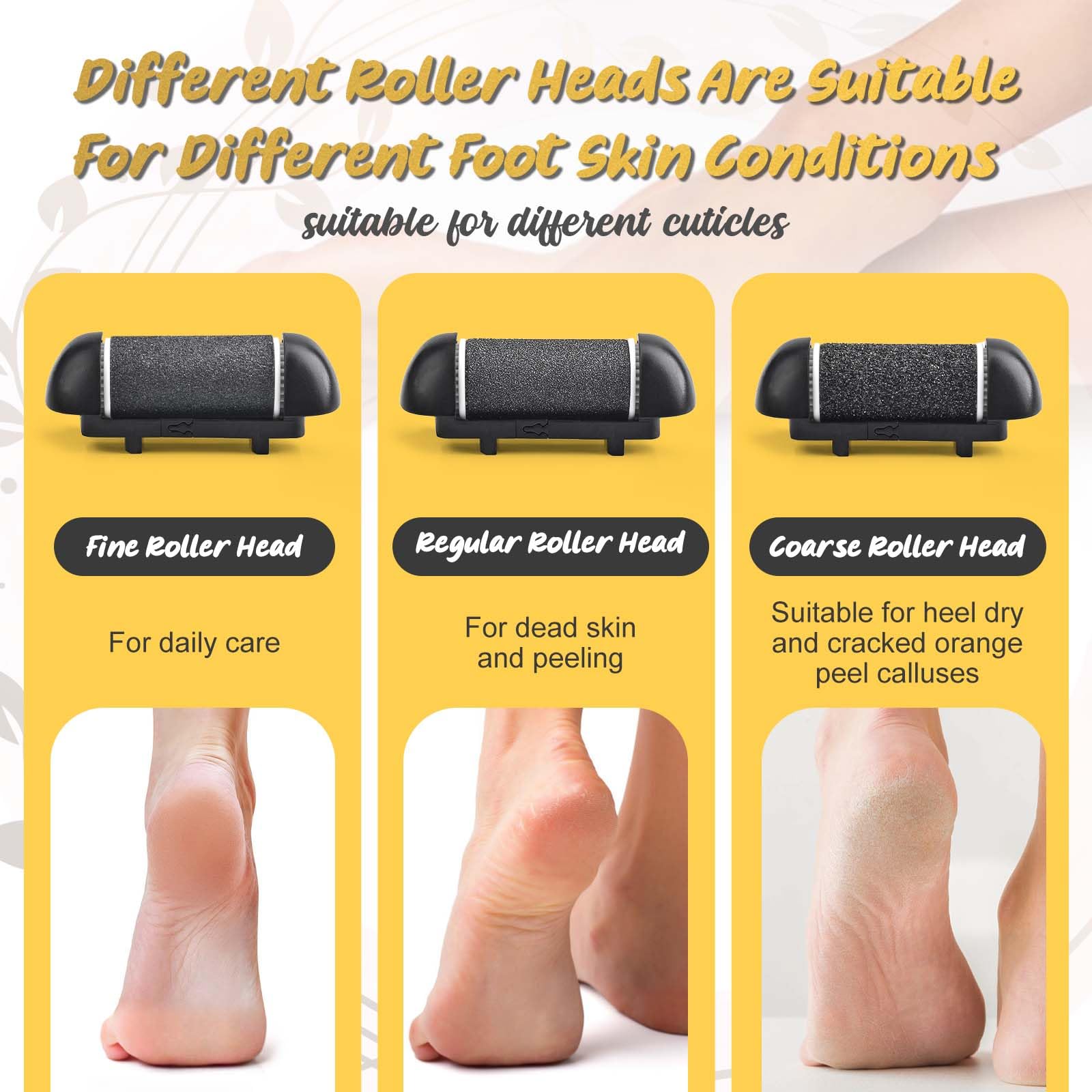 9 Pack Replacement Roller Heads for Electric Callus Remover - Extra Coarse, Regular Coarse & Fine Coarse Refills - Compatible with Most Electric Foot Files & Callus Grinders (Perfect for Pedicures & At-Home Foot Care)