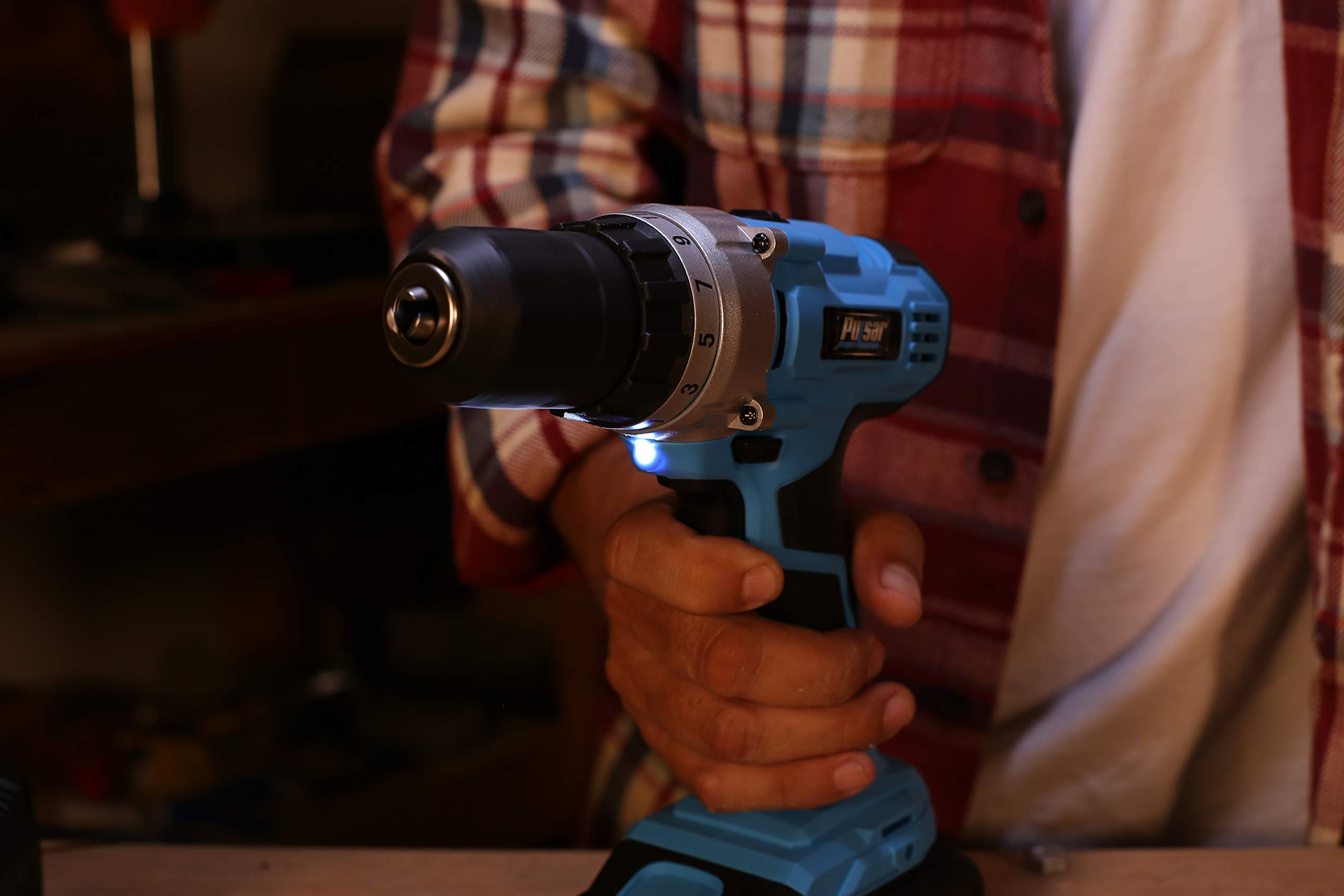 Pulsar 20V Cordless Drill Driver with 19+1 Torque Settings, Lithium-Ion Battery, Belt Clip & LED Light - Perfect for DIY Projects, Home Repairs, and Professional Construction Work