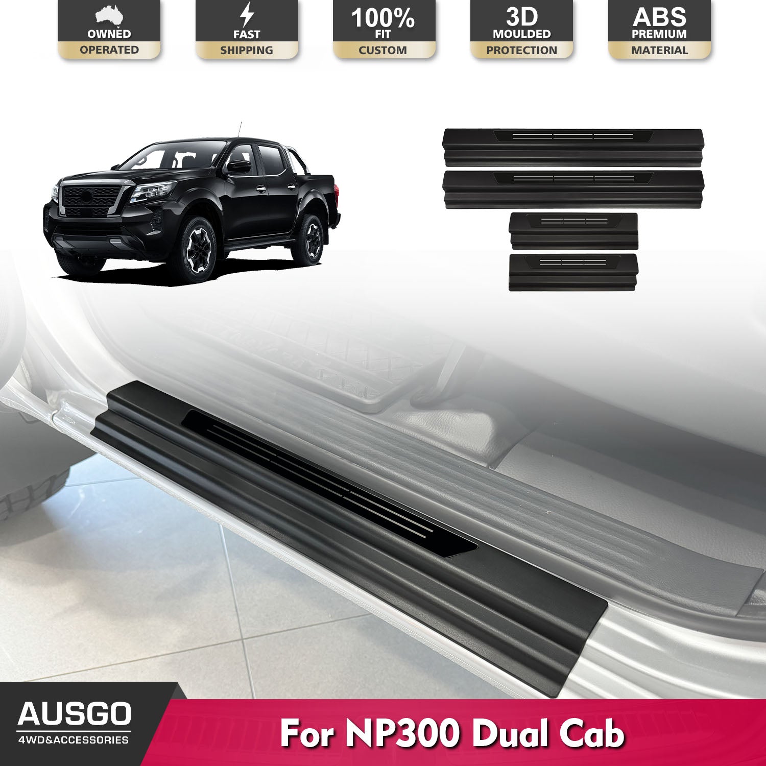 ABS Door Sill Protector for Nissan Navara NP300 D23 Dual Cab 2015-2023 - Heavy Duty Scratch Guard - Perfect for Off-Roading & Daily Commute
