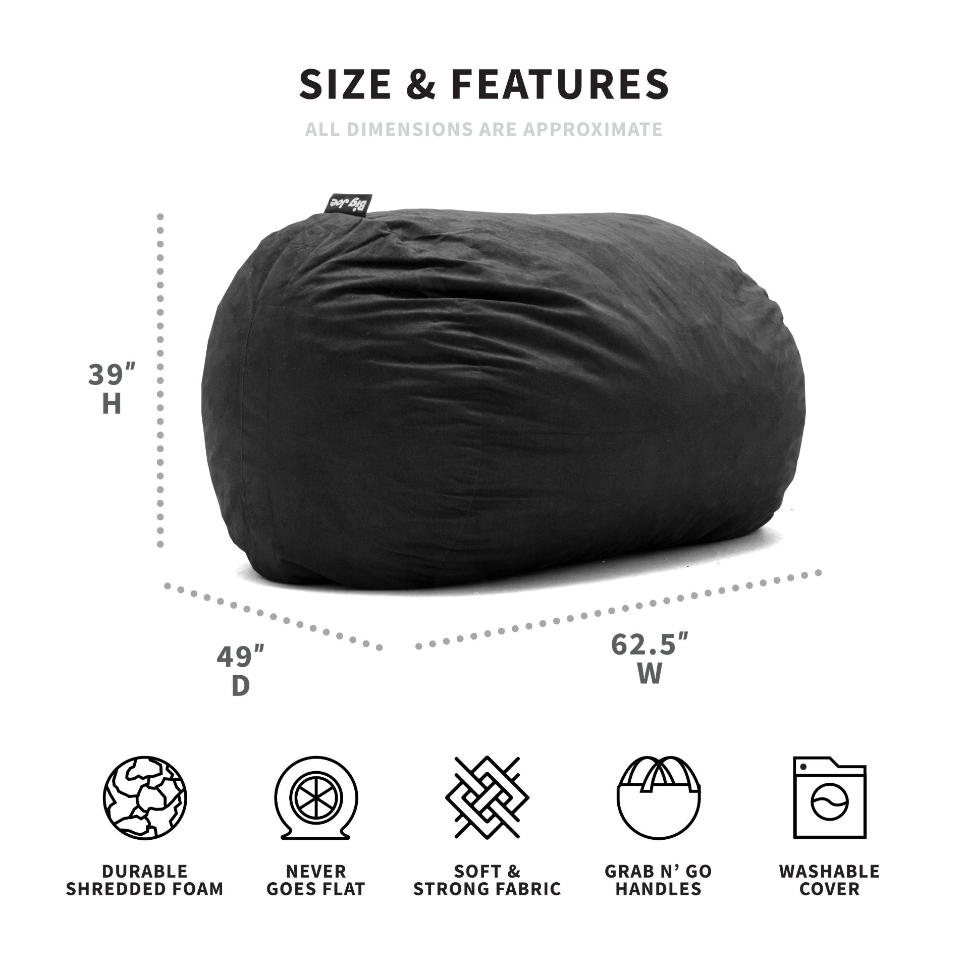 Fuf XL Dog Bed with Removable Washable Cover - Extra Large Orthopedic Pet Bed for Large Dogs, Waterproof & Chew Resistant - Perfect for Living Room, Bedroom or Kennel Use