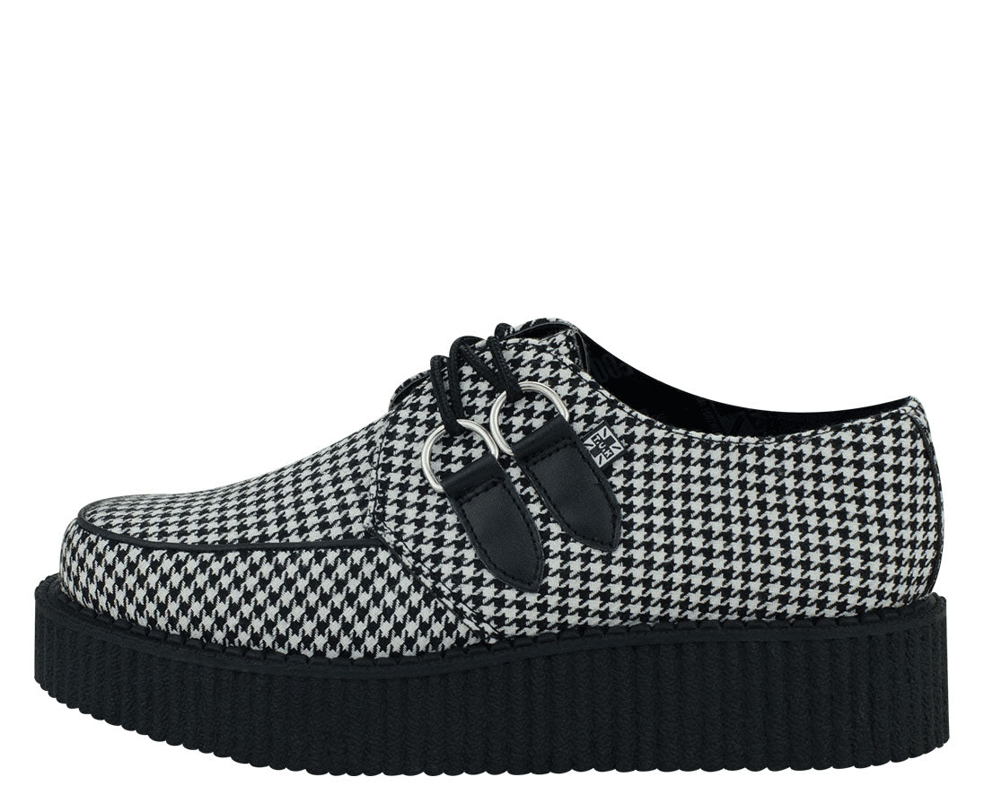 T.U.K Black & White Houndstooth Round Toe Viva Low Creeper Shoes - Punk Rock Fashion for Women & Men | Perfect for Concerts, Parties & Retro Outfits