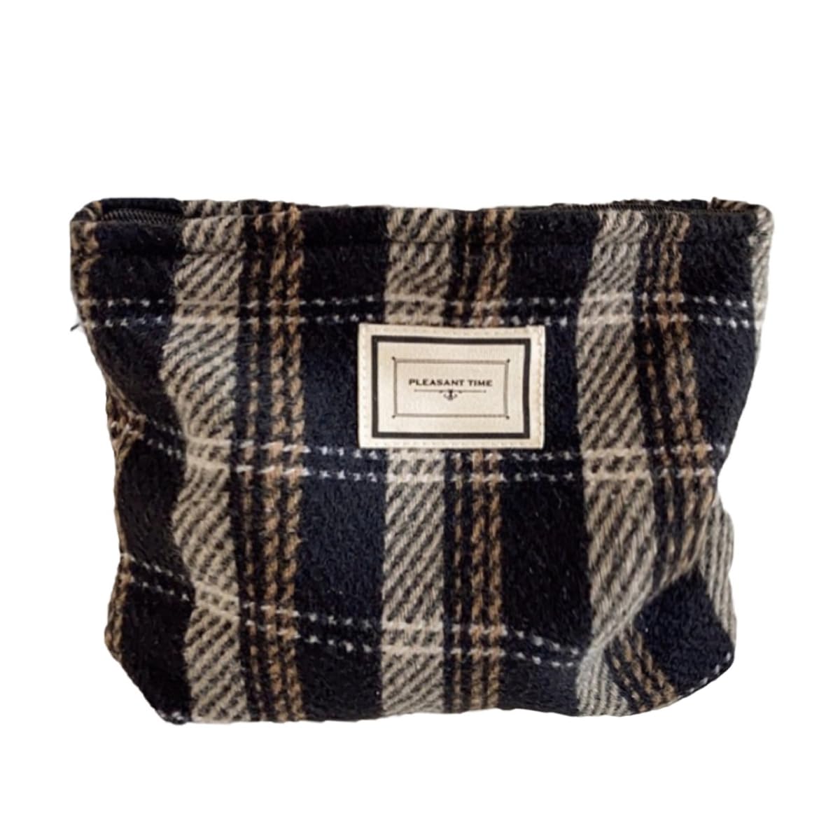 Stylish Corduroy Checkered Makeup Bag for Women - Small Cosmetic Zipper Pouch, Cute Travel Toiletry Organizer, Perfect Gift for Girls & Women (Woven Checkered Pattern) - Ideal for Travel, Gym, and Everyday Purse Essentials