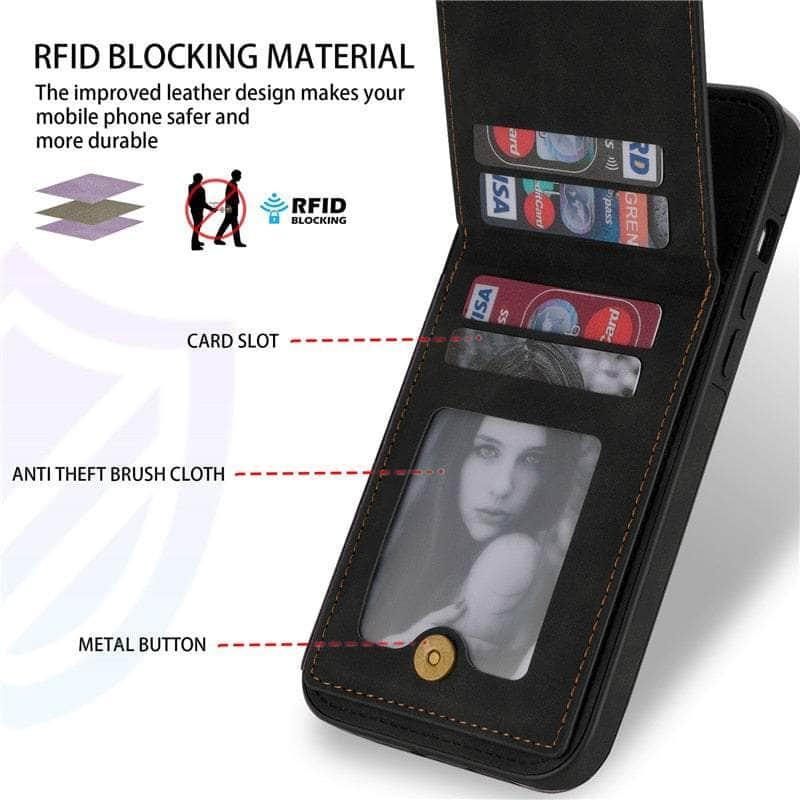 Premium Vegan Leather iPhone 14 Pro Wallet Case with 3 Card Slots - Slim Protective Cover for Everyday Use & Travel Essentials