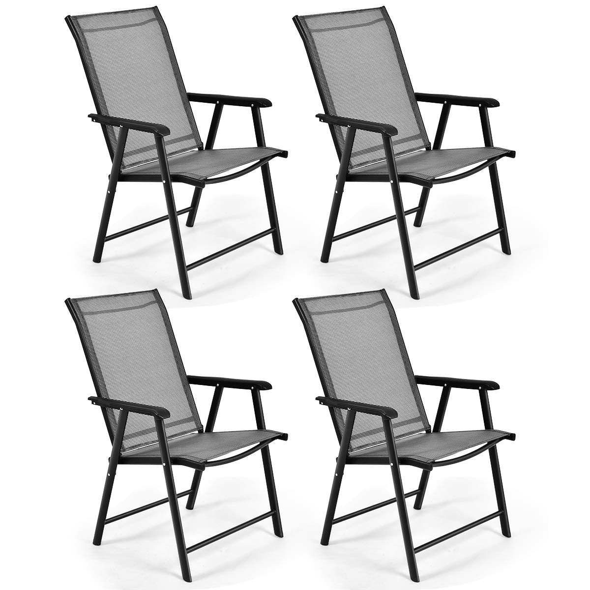 SAFSTAR 4-Pack Folding Patio Chairs with Armrests - Lightweight Outdoor Dining Chairs for Backyard, Deck, Lawn, Porch & Picnic - Portable Foldable Chairs for Adults, Camping, BBQs & Garden Parties