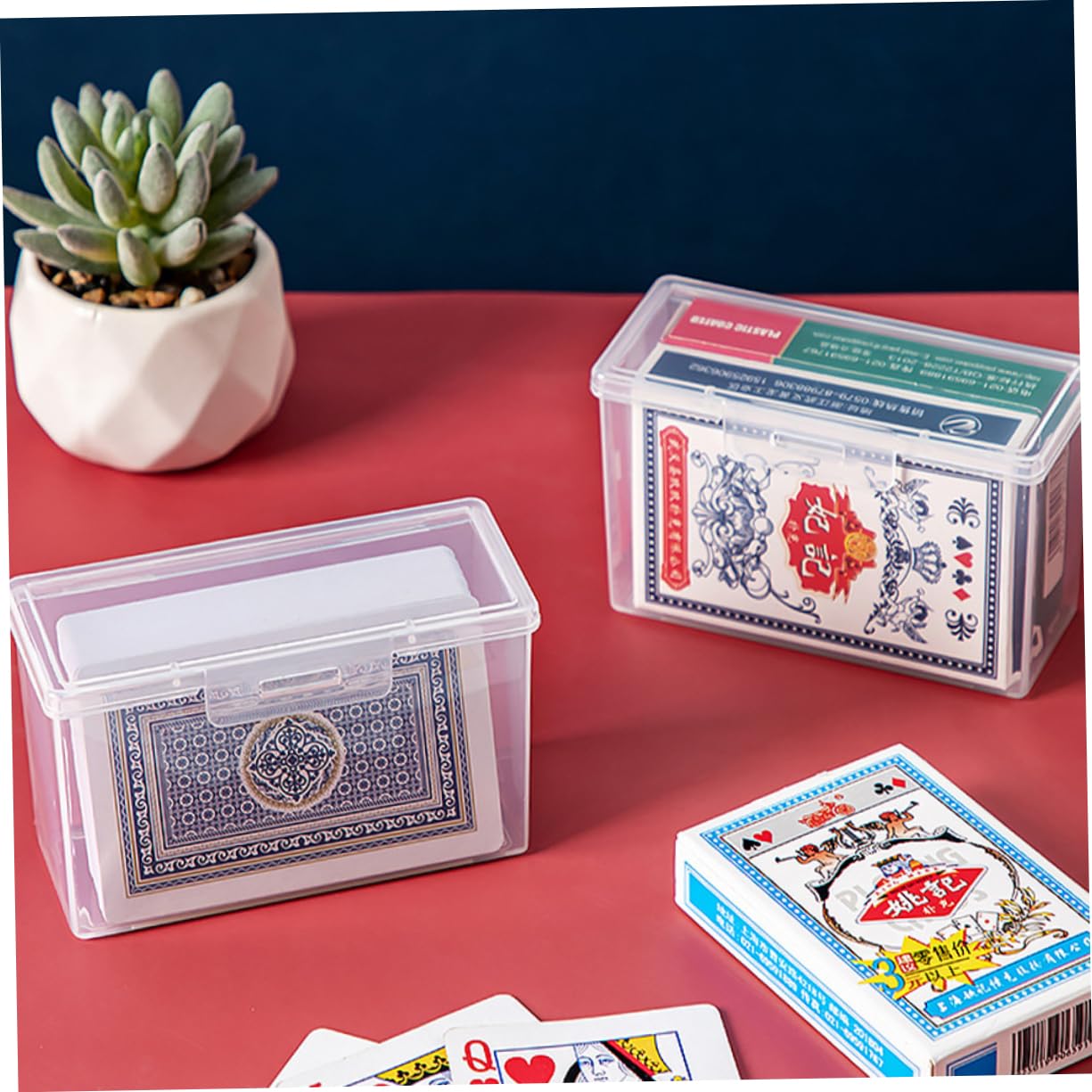 PHENOFICE 2-Pack Playing Card Storage Box - Durable Rectangular Card Holder Case for Poker, MTG, Yu-Gi-Oh & Board Game Cards - Perfect for Home Game Nights, Travel & Collectible Card Organization