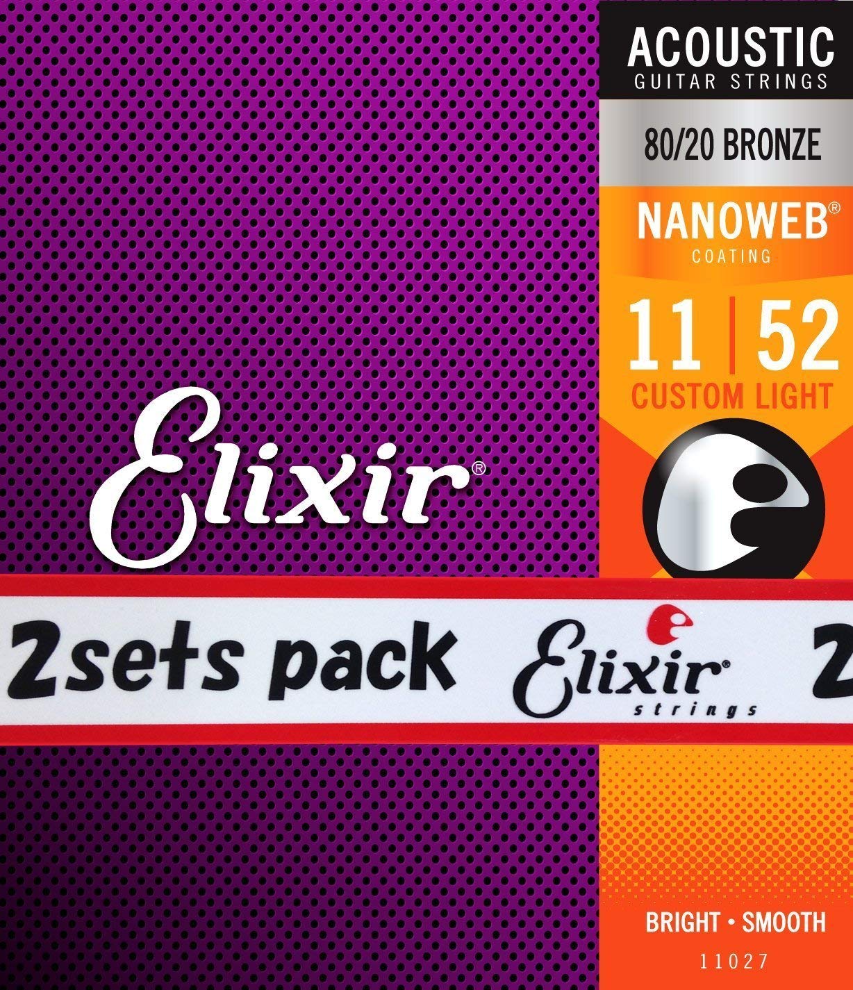 Elixir Nanoweb Custom Light Acoustic Guitar Strings 2-Pack - 80/20 Bronze Coated for Longevity & Bright Tone | Perfect for Studio Recording, Live Performances & Extended Play Sessions