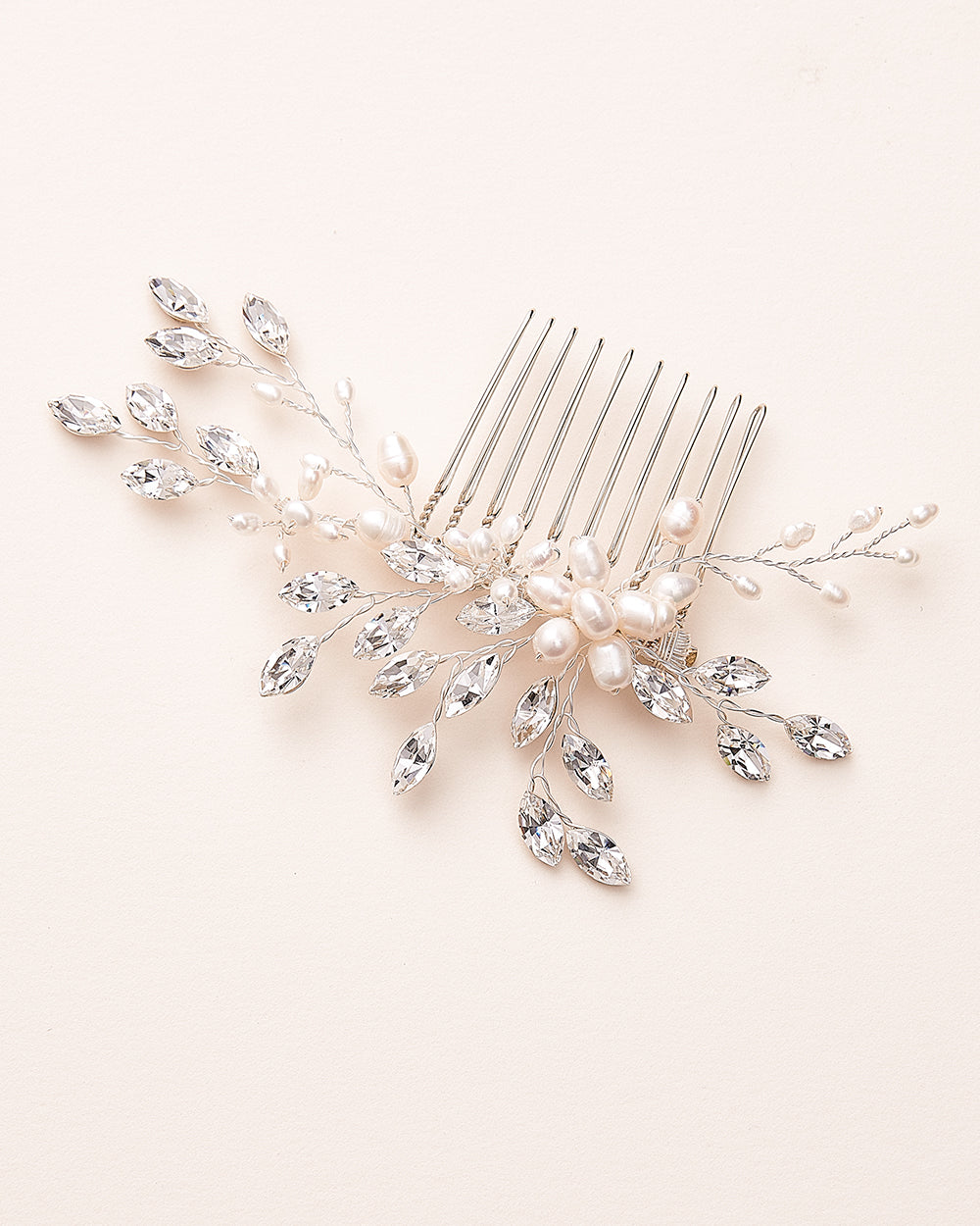 Lillian Pearl & Crystal Hair Comb - Elegant Bridal Hair Accessory for Weddings, Prom, and Special Occasions