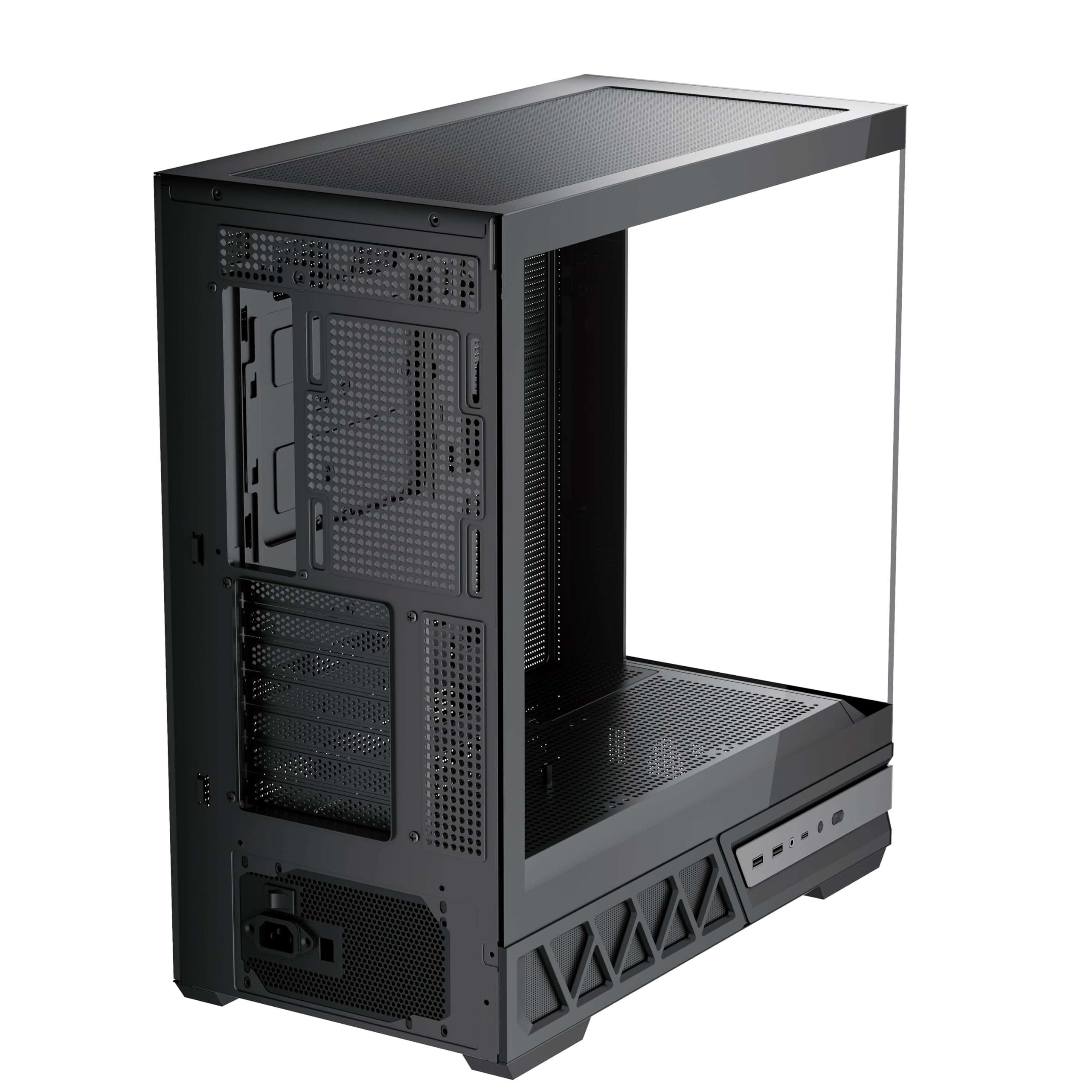 Gaming PC ATX Mid Tower Case - Compatible with Micro ATX/Mini ITX, Supports 360mm Water Cooling, Easy Installation & Cable Management, 270° Tempered Glass Design - Black | Perfect for High-Performance Gaming Rigs & Streaming Setups