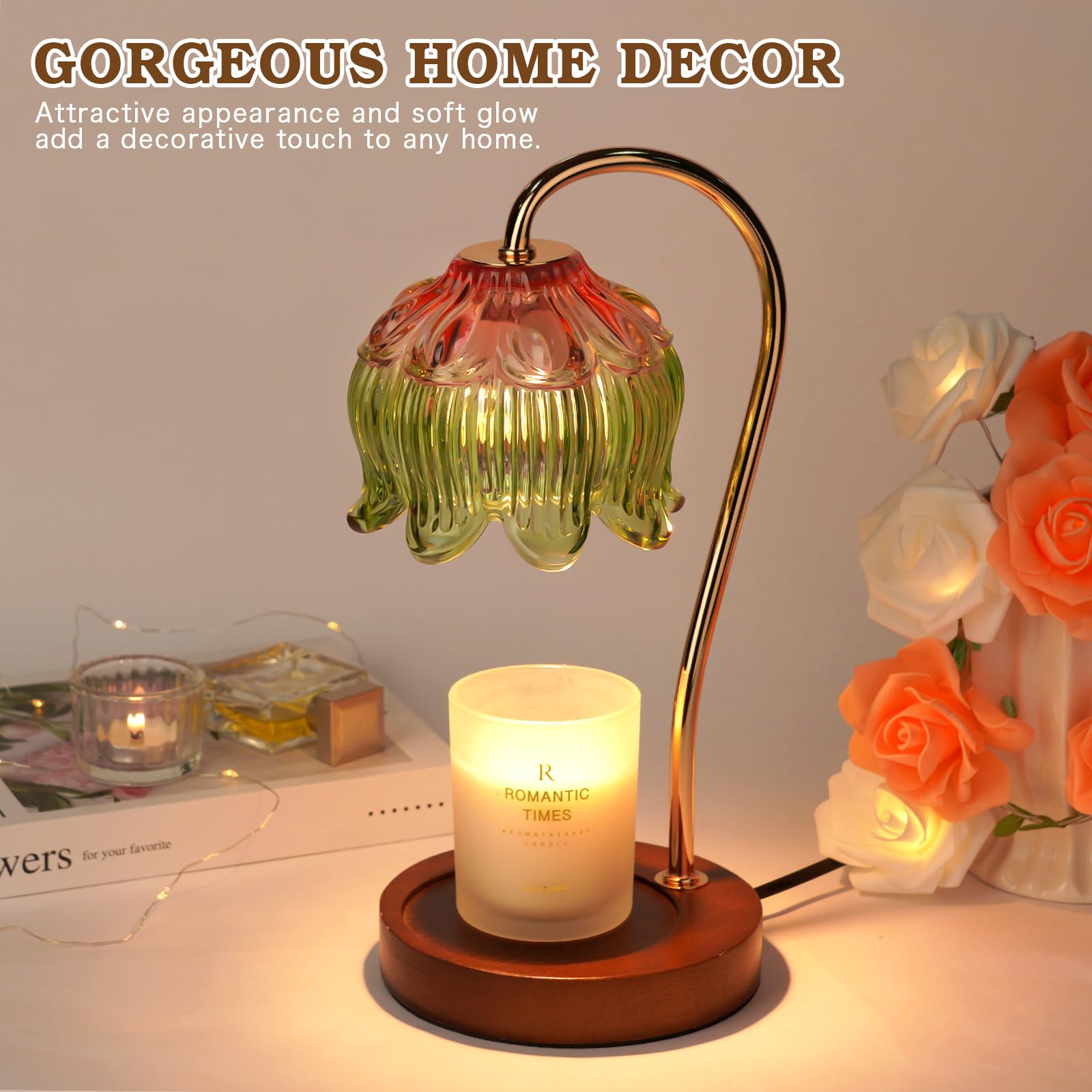 Electric Candle Warmer Lamp with Timer - Glass Aromatic Wax Melter for Home Decor, Birthday Gifts for Women, Mom & Friends - Perfect for Relaxation, Romantic Dinners & Spa Nights