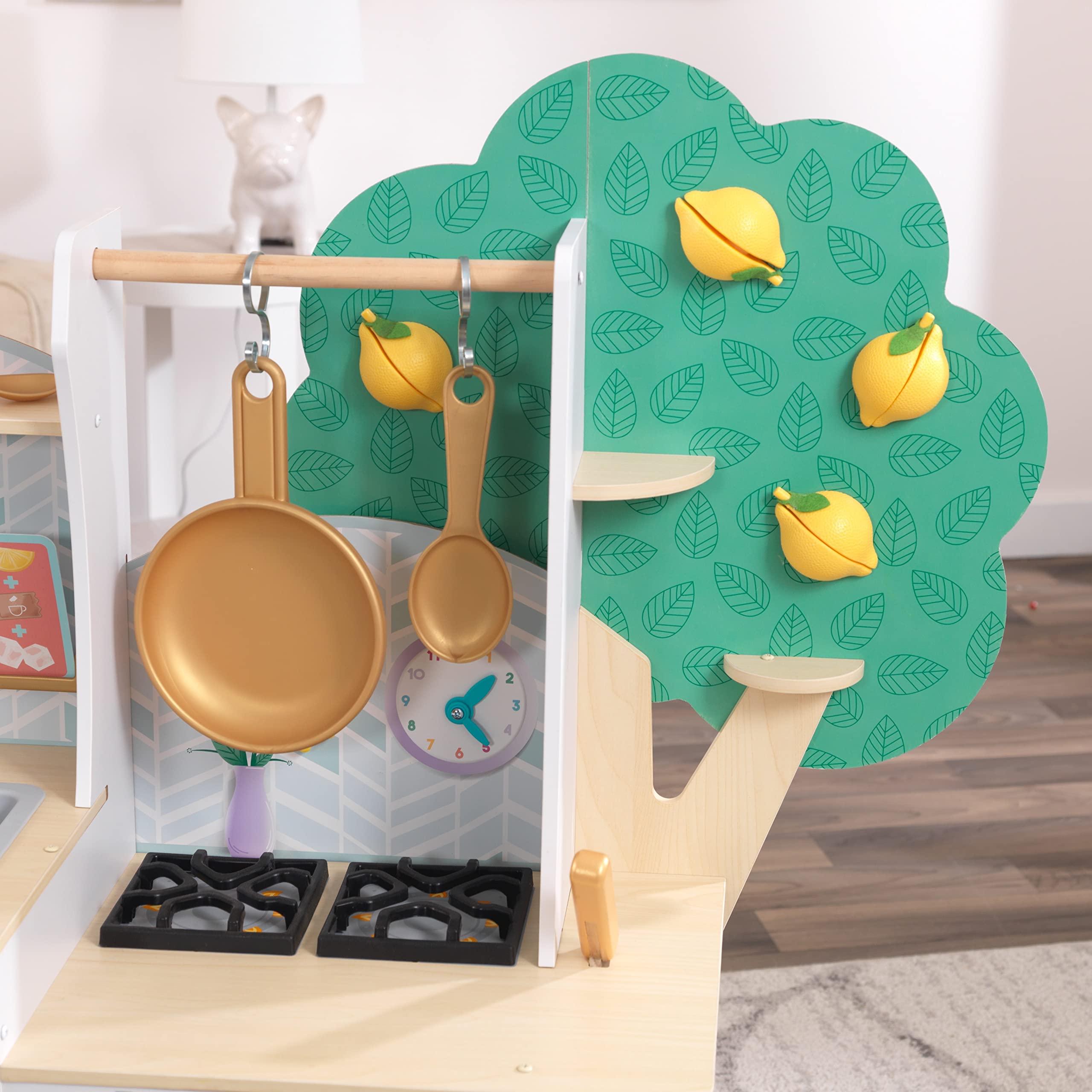 KidKraft Happy Harvest Wooden Play Kitchen Set for Kids with Play Food, Accessories & Working Ice Maker - Pretend Cooking Toy for Toddlers & Preschoolers - Perfect for Imaginative Play, Role Playing & Early Learning at Home or Classroom