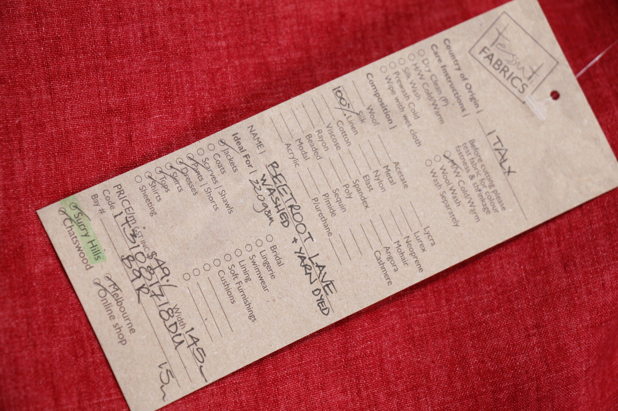 Organic Beetroot Linen Fabric - Natural Dye Eco-Friendly Textile for Home Decor, Clothing & DIY Crafts | Perfect for Curtains, Table Runners & Sustainable Fashion