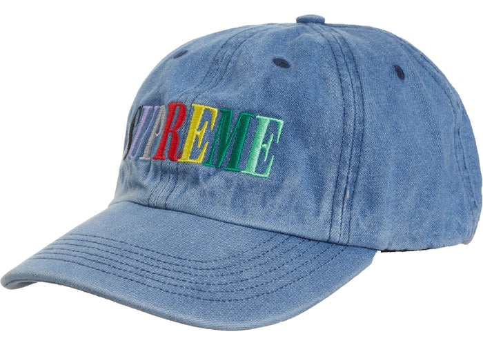 Supreme Multi Color Logo 6-Panel Light Denim Baseball Cap - Stylish Streetwear for Men & Women | Perfect for Casual Outfits, Music Festivals & Urban Fashion