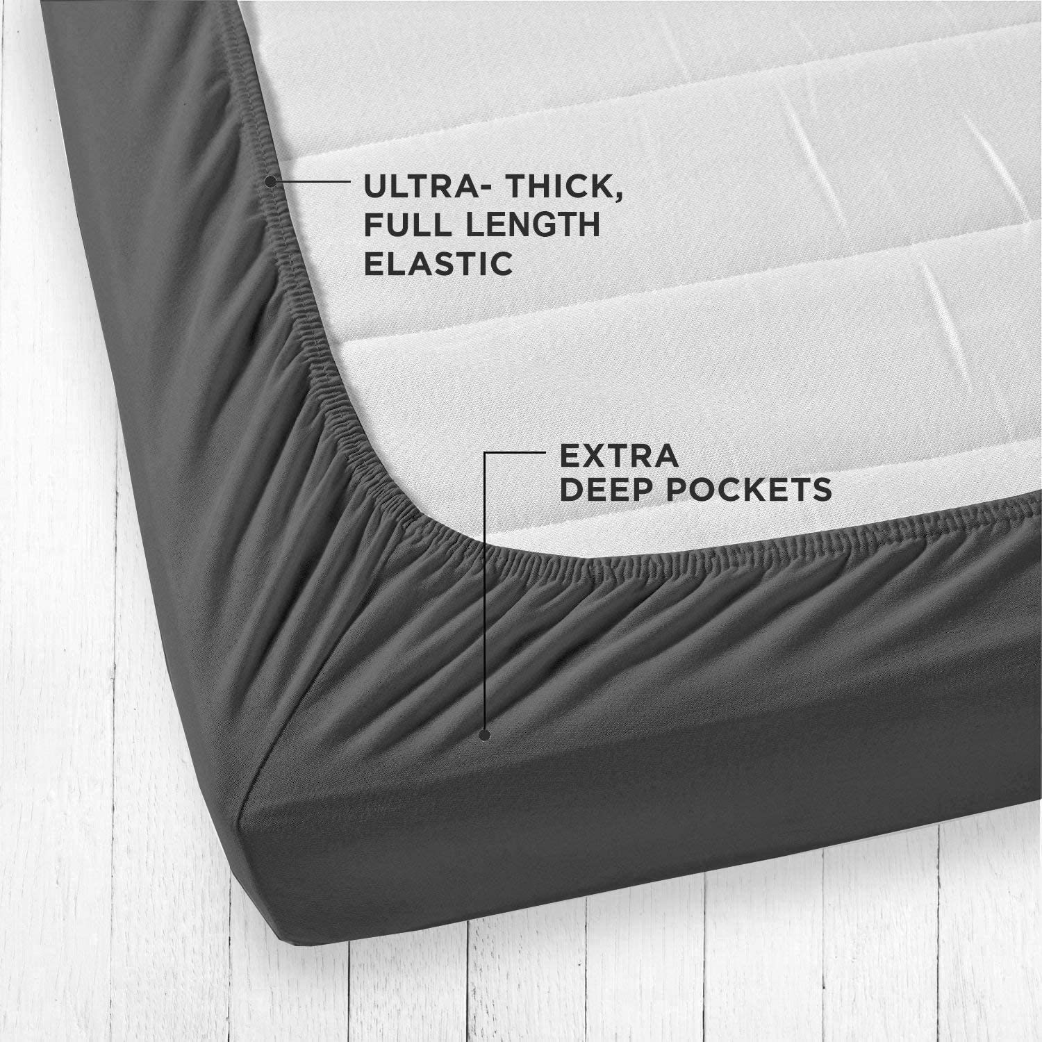 Luxury 600 Thread Count Giza Egyptian Cotton Sheets - Split King Size, Deep Pocket, Dark Grey Solid - Premium Bedding for Hotels, Master Bedrooms & Guest Rooms