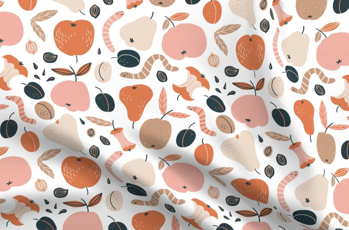 Cute Fruit Seeds Printed Velvet Fabric - Spoonflower Upholstery & Home Decor Fat Quarter for DIY Projects, Curtains, Pillows, and Apparel