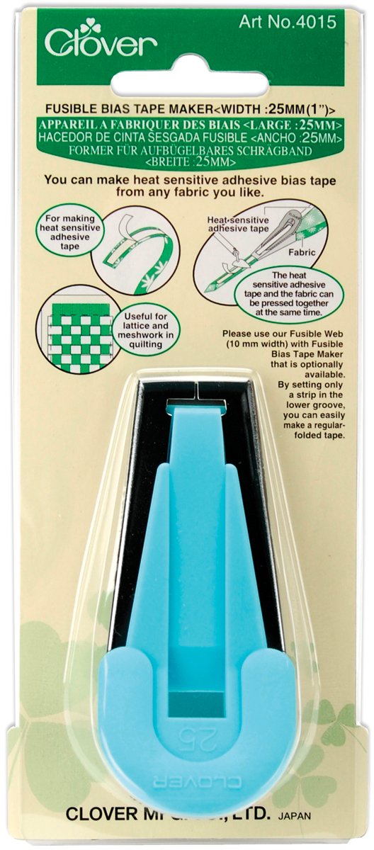 Clover Fusible Bias Tape Maker 25mm (1 inch) - 24 Pack Blue Bias Binding for Quilting, Sewing & DIY Crafts - Perfect for Garment Edges, Home Decor & Scrapbooking Projects