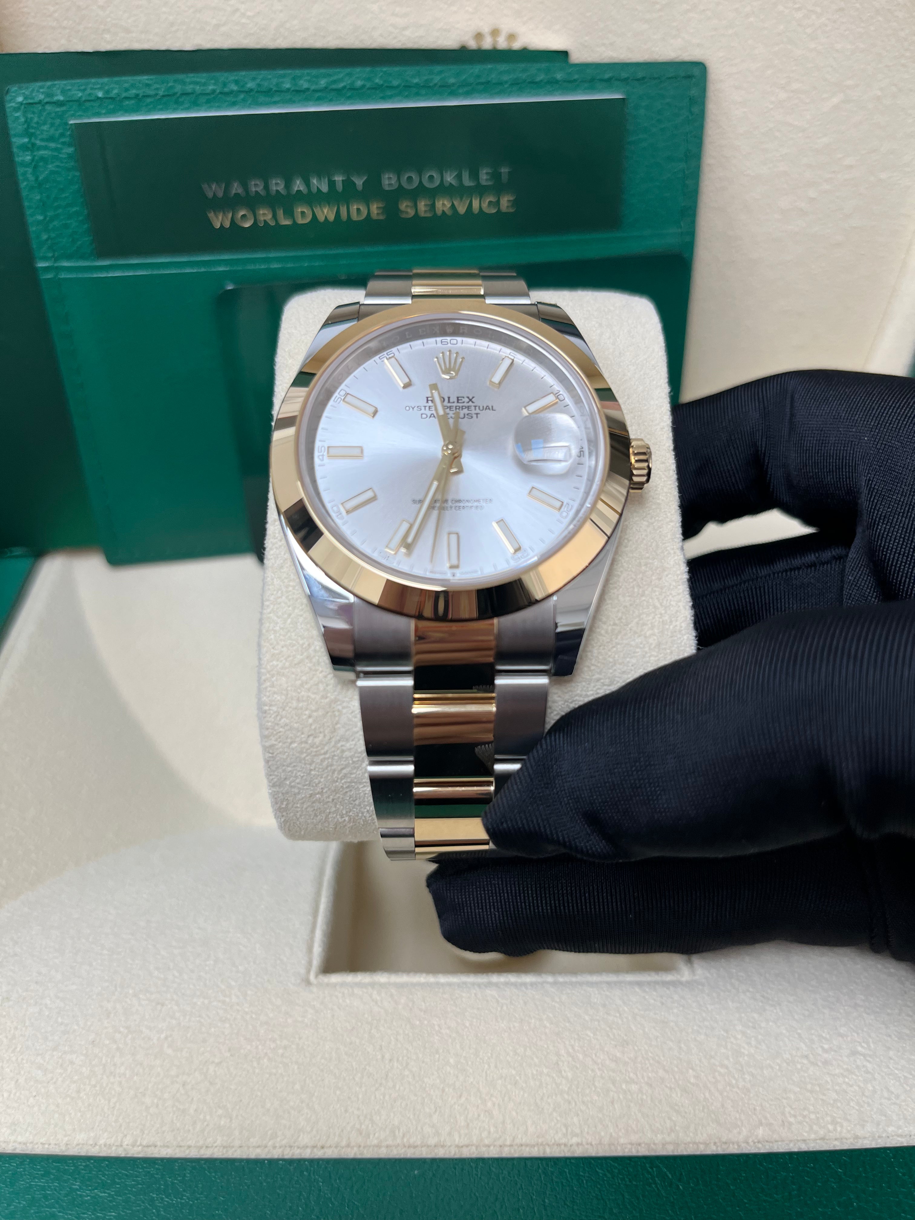 Rolex Datejust 41 Two Tone Yellow Gold & Oystersteel Watch with Silver Index Dial (Ref# 126303) - Luxury Dress Watch for Men, Perfect for Business, Formal Events & Special Occasions