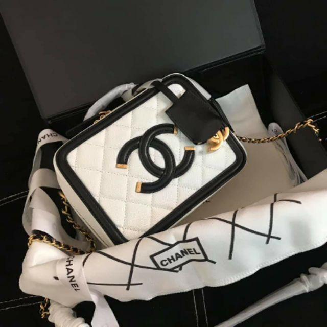 Chanel Small Vanity Case White Leather Crossbody Bag - Luxury Designer Handbag for Women | Perfect for Evening Parties, Date Nights & Special Occasions