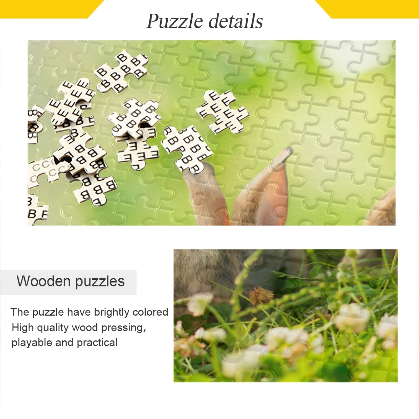 500 Piece Rabbit Jigsaw Puzzle for Adults & Kids - Cute Bunny Forest Animal Puzzle Game, Fun Family Activity & Educational Toy for Relaxation, Parties & Classroom Learning