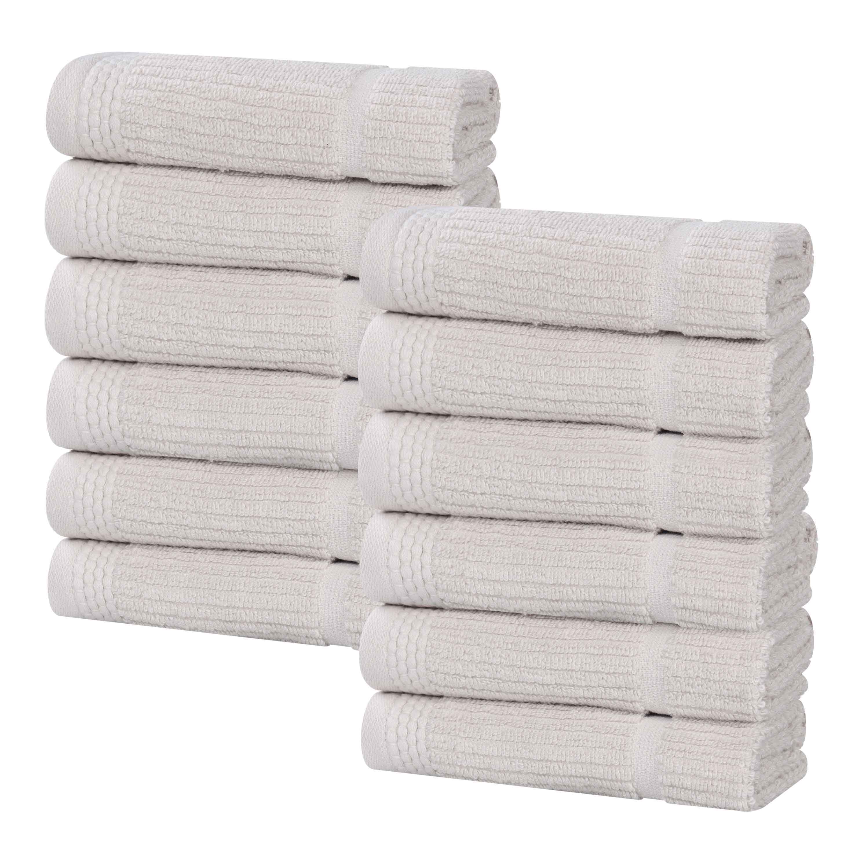 Milo Smart Twist Cotton Solid Face Towels & Washcloths - 12 Pack | Soft, Absorbent & Quick-Drying for Bath, Spa, Gym & Travel