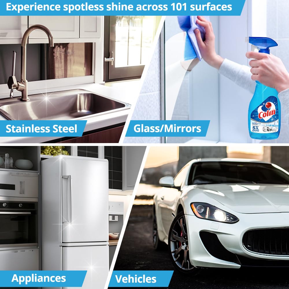Colin 500ml Glass & Surface Cleaner Spray | India's #1 Glass Cleaning Solution | Multi-Purpose Cleaner for Cars, Kitchens & Home Surfaces | Streak-Free Shine for Windows, Mirrors & Countertops | Perfect for Daily Cleaning & Maintenance
