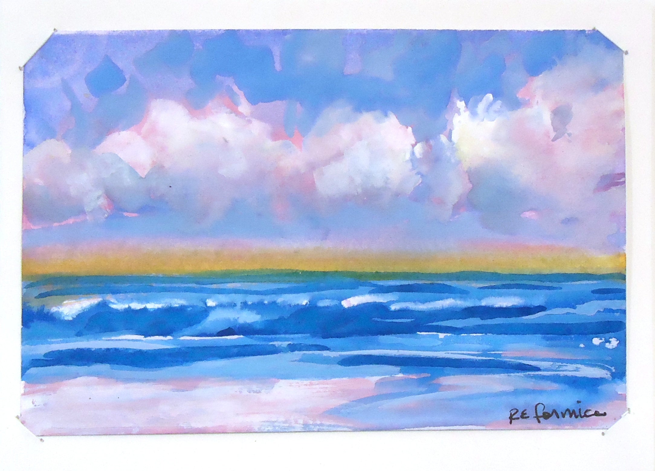 Ruth Formica Mixed Media Ocean Painting Notecard - Handmade Artwork for Home Decor, Gifts & Office Stationery | Perfect for Beach Lovers & Coastal Theme Decorations