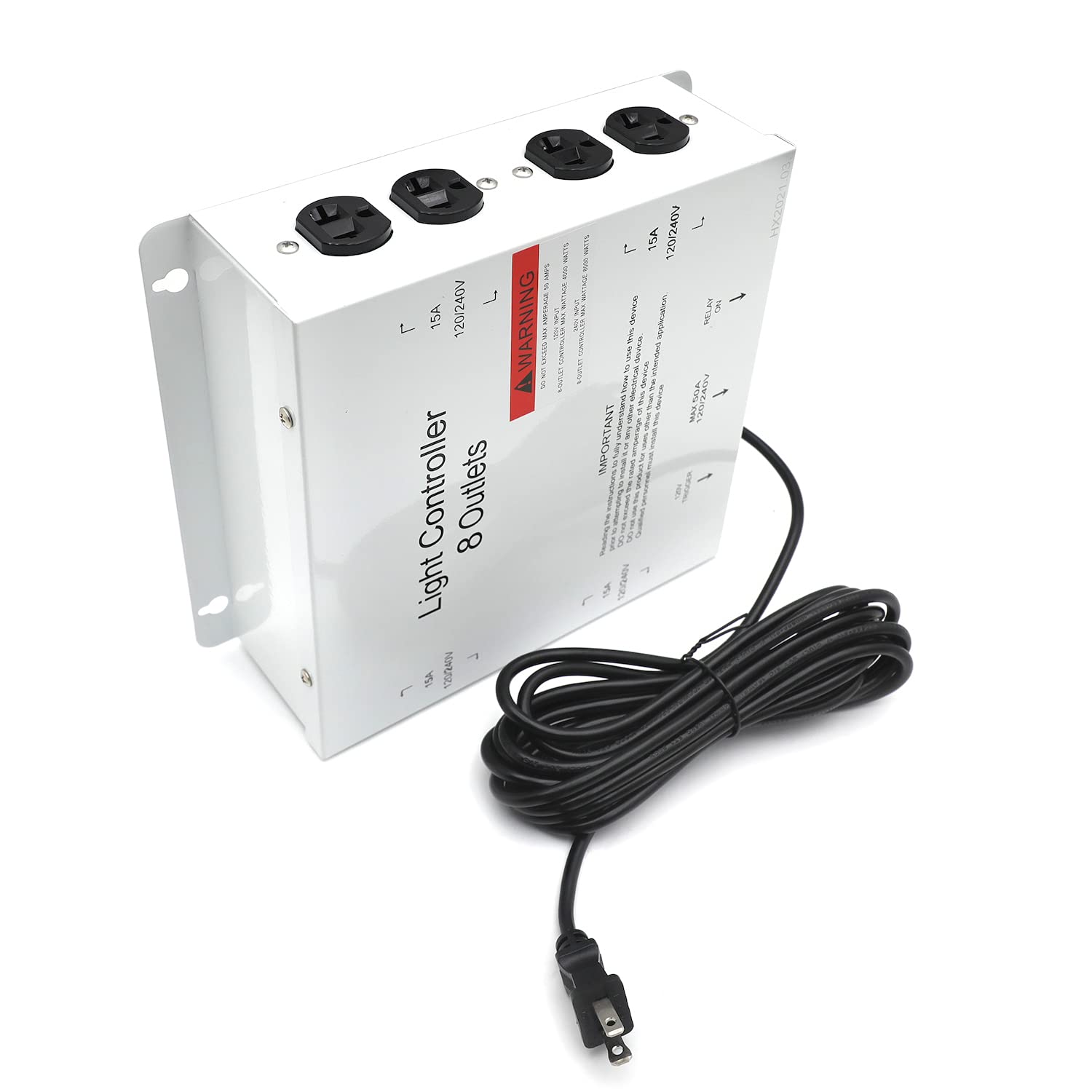 HTTMT 8-Light HID Hydroponic Ballast Controller with Trigger Cord - 120V/240V 50A Master Electric Box for Indoor Gardening, Greenhouse, Lawn & Patio Plant Growth | Perfect for Commercial Grow Rooms & Home Hydroponic Systems [P/N: ET-TOOL036-WHITE]