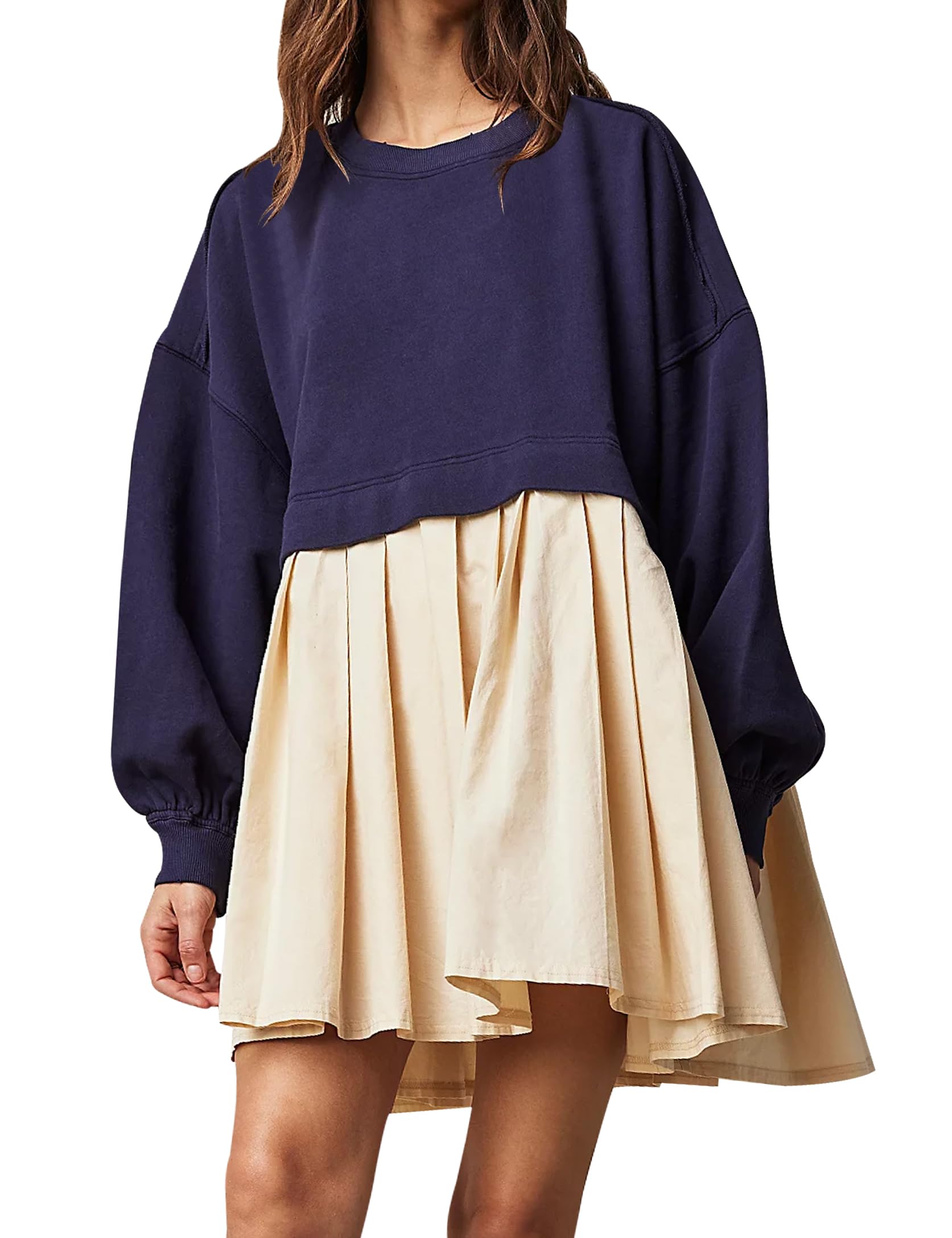 Ugerlov Women's Oversized Sweatshirt Dress - Long Sleeve Crewneck Pullover Top | Relaxed Fit Mini Dress for Casual Wear, Loungewear & Street Style