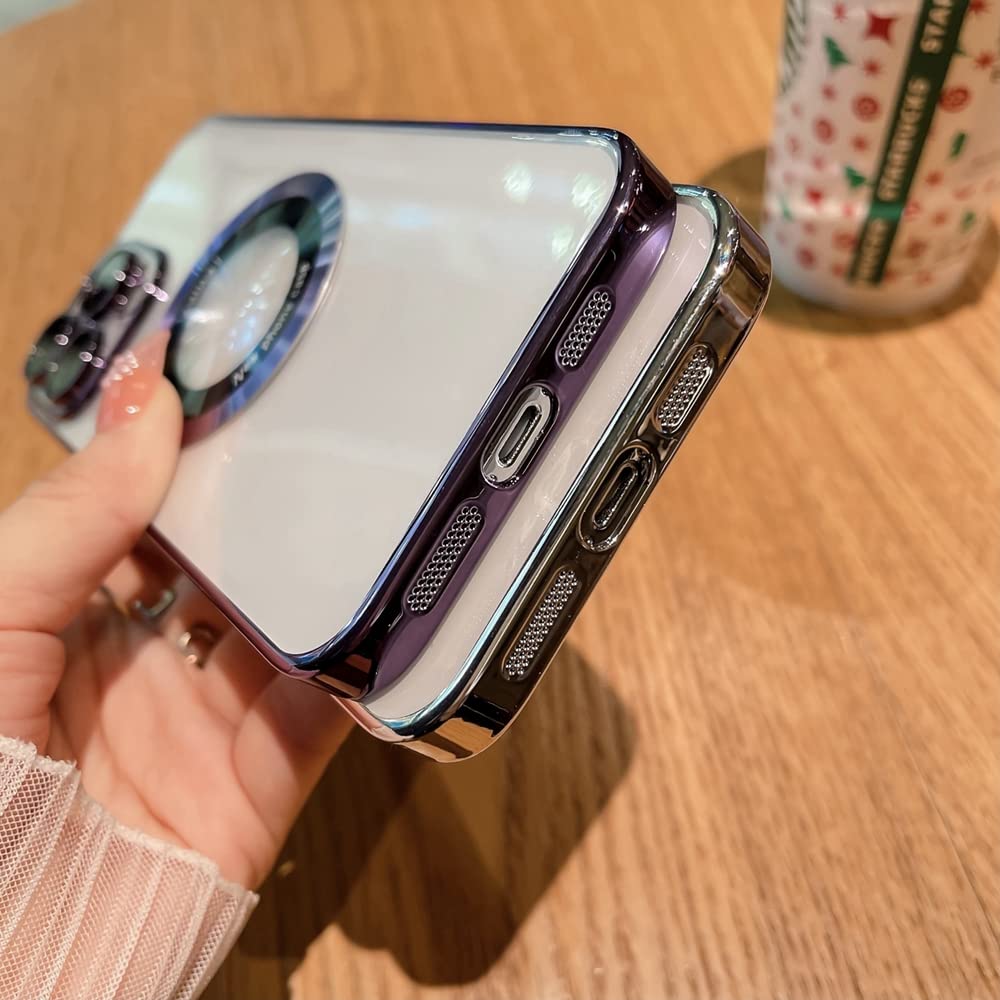 Magnetic iPhone 13 Pro Case with Magsafe Compatibility, Tempered Glass Camera Protector, Luxury Clear Phone Cover for Women & Men - Rose Pink | Perfect for Everyday Use, Travel Protection & Wireless Charging
