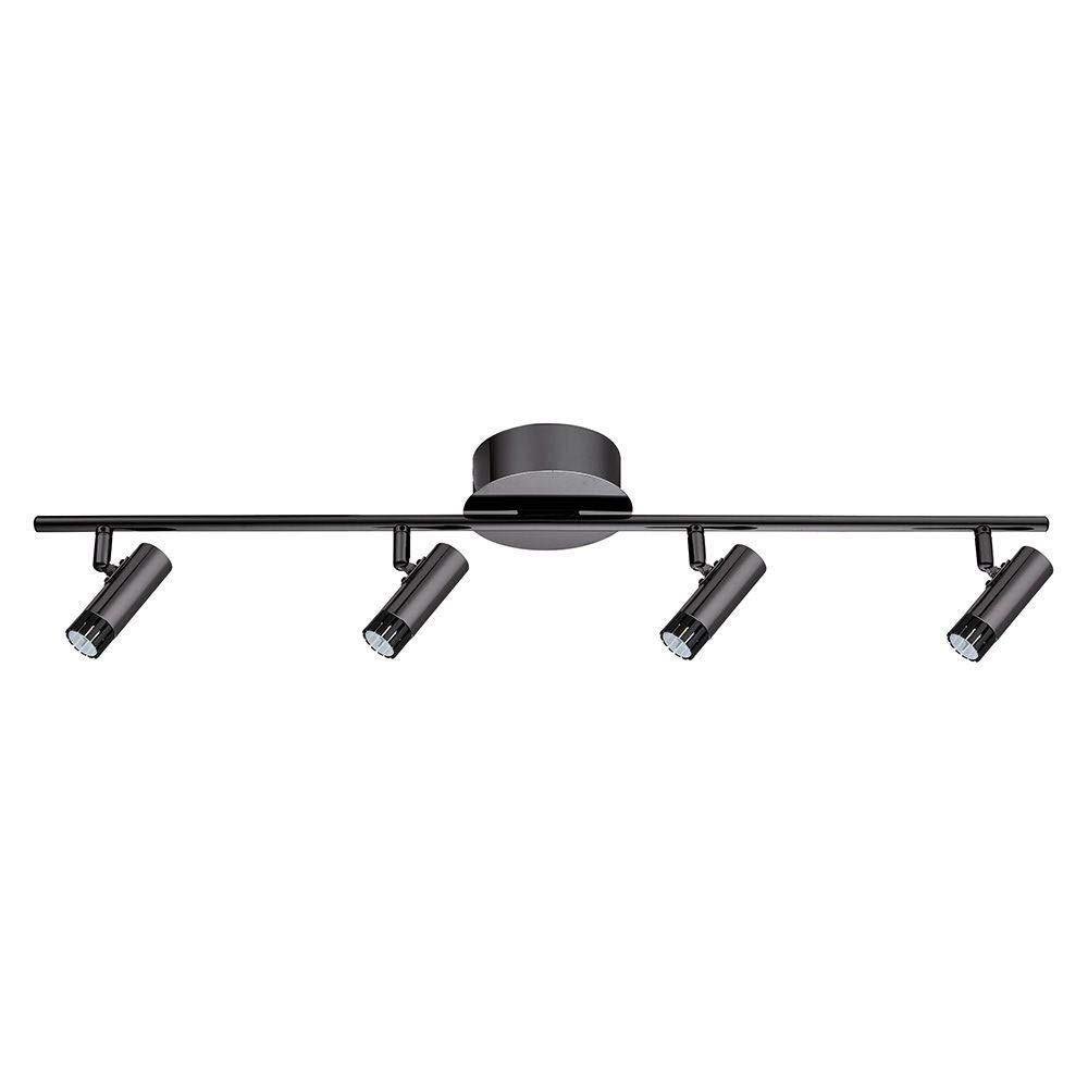 Modern Black Track Lighting Kit with Steel Finish & Included Bulbs - Perfect for Living Room, Kitchen, and Retail Spaces