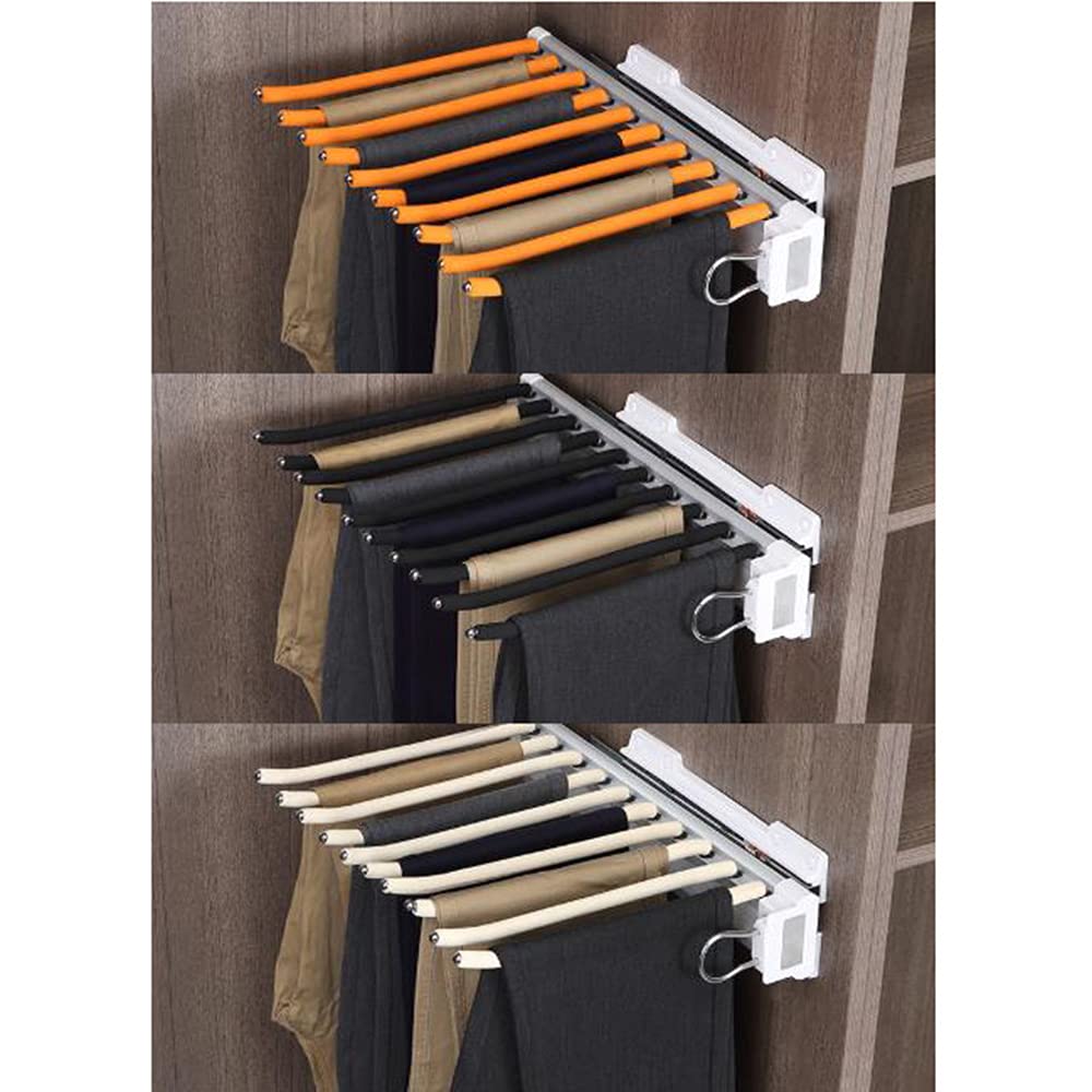 Retractable Pull-Out Closet Hanging Rack - Space Saving Side Mounted Pants Organizer for Towels, Scarves & Clothing | Perfect for Small Closets, Bedrooms & Laundry Room Storage