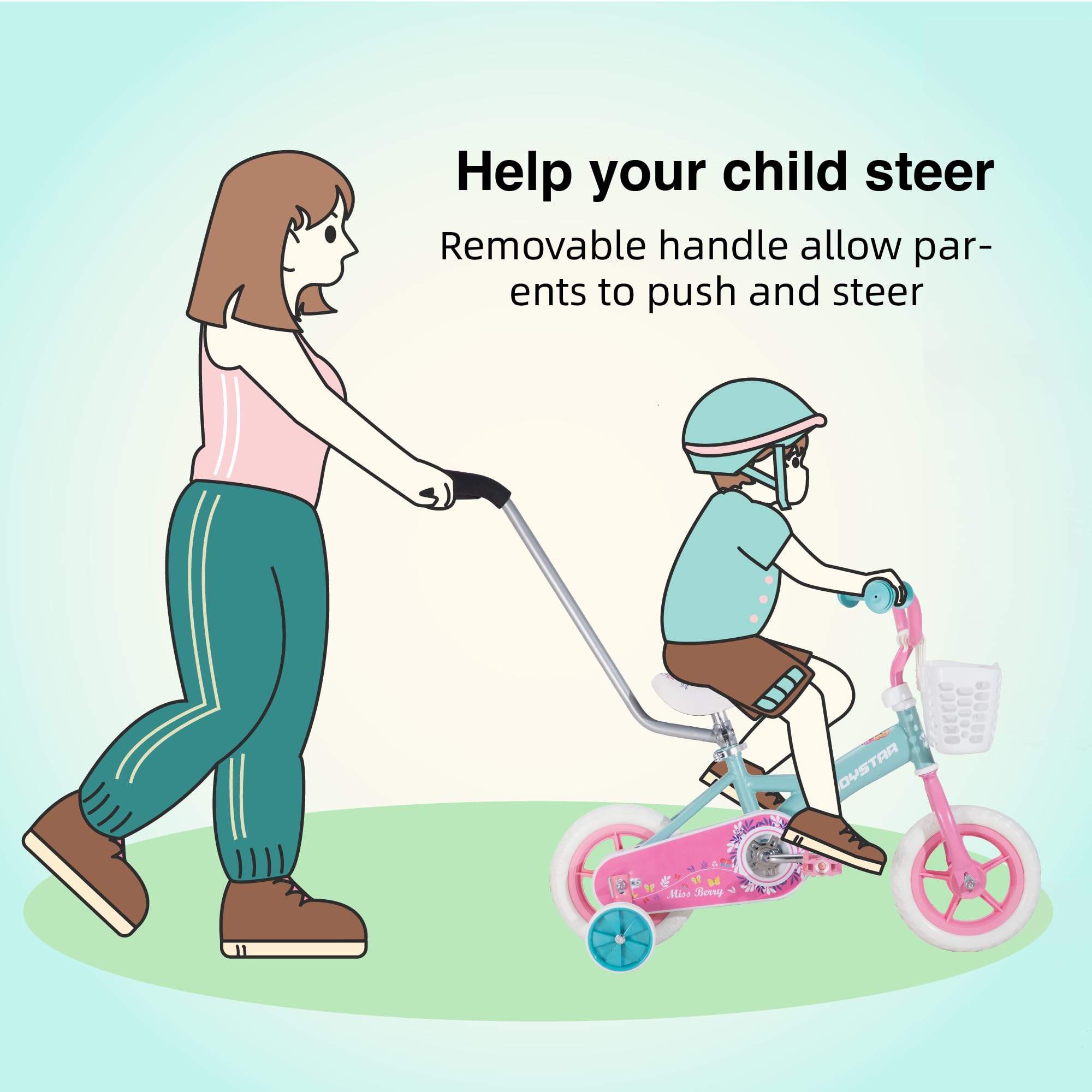 JOYSTAR 10 & 12 Inch Kids Bike for Boys and Girls Ages 1-4 Years - Toddler Bicycle with Training Wheels, Detachable Push Handle & Basket - First Pedal Bike for Toddlers - Perfect for Backyard Riding, Park Adventures & Learning to Cycle (Multiple Colors)