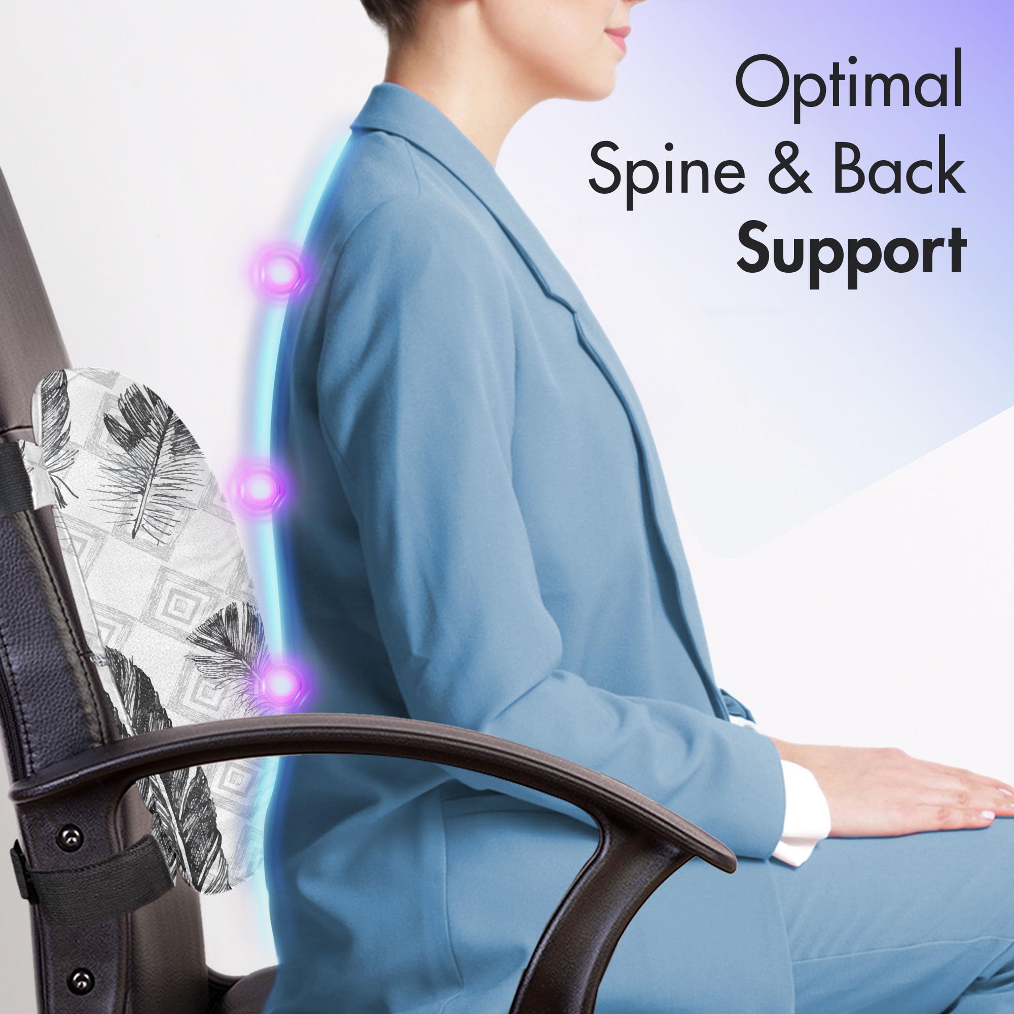 Ambesonne Feather Lumbar Support Pillow - High Density Foam for Office Chair & Car Seat - 14