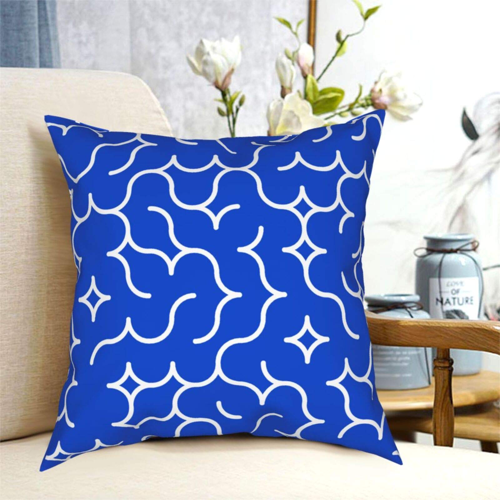 Blue and White Random Arc Pattern Pillow Covers 12x12 Inch - Modern Decorative Throw Pillow Cases for Sofa, Bed, Couch & Car - Perfect for Home Decor, Living Room, Outdoor & Indoor Use