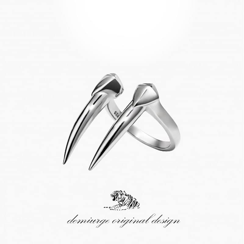 OIDIMS Adjustable Silver Beast Tooth Statement Ring for Men & Women - Punk Hip Hop Motorcycle Jewelry - Sterling Silver Plated Comfort Fit Minimalist Fashion Ring - Perfect for Gothic, Rock, and Biker Style Outfits